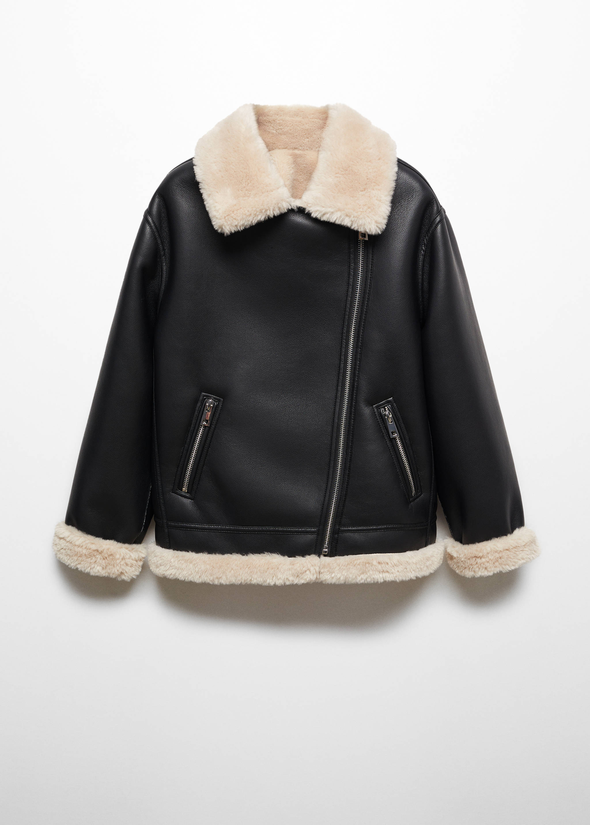 Double-faced faux-leather jacket - Article without model