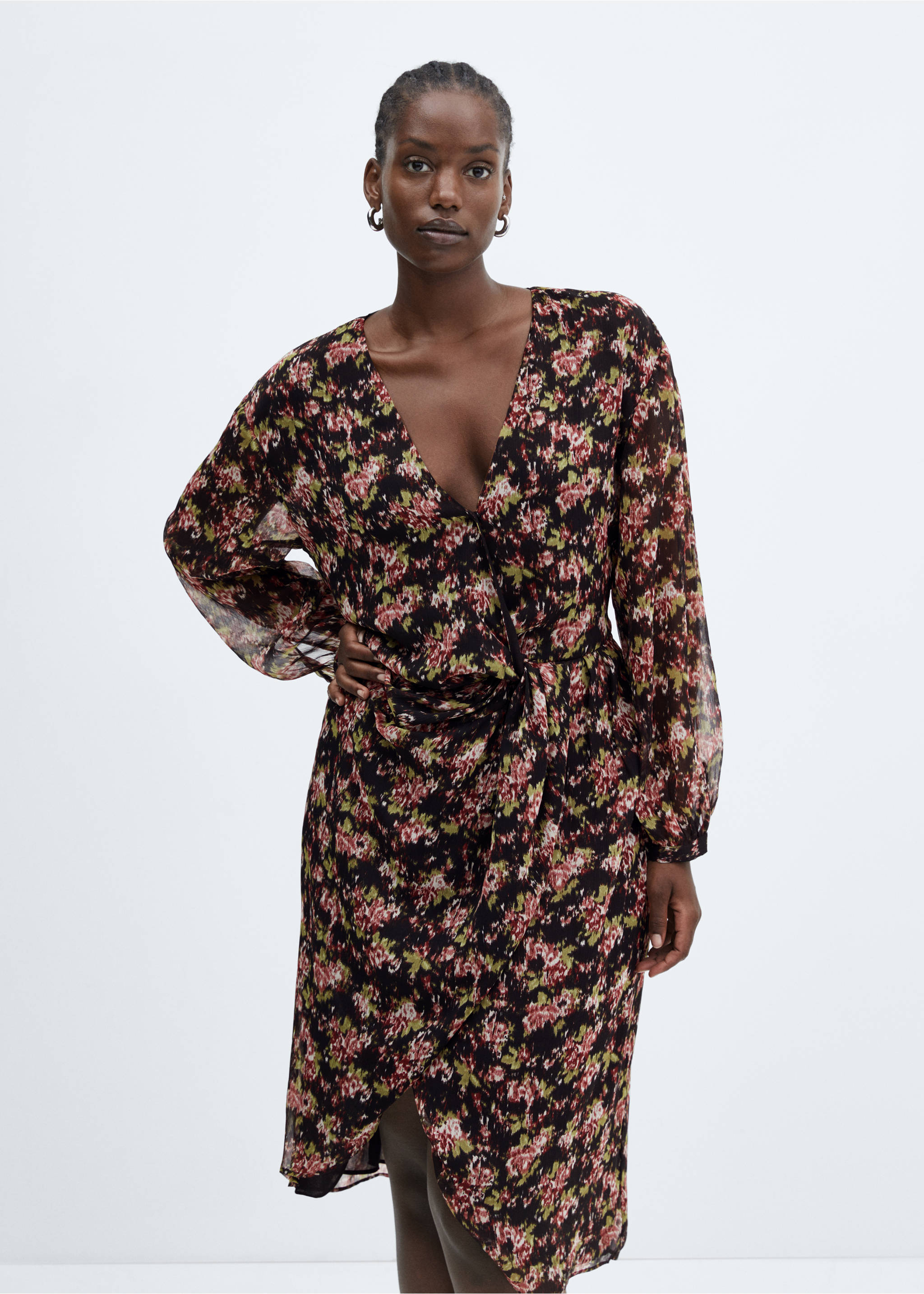 Vestido estampado nudo - Detalle del artículo 5, Negro. Ref: 67040462-00.