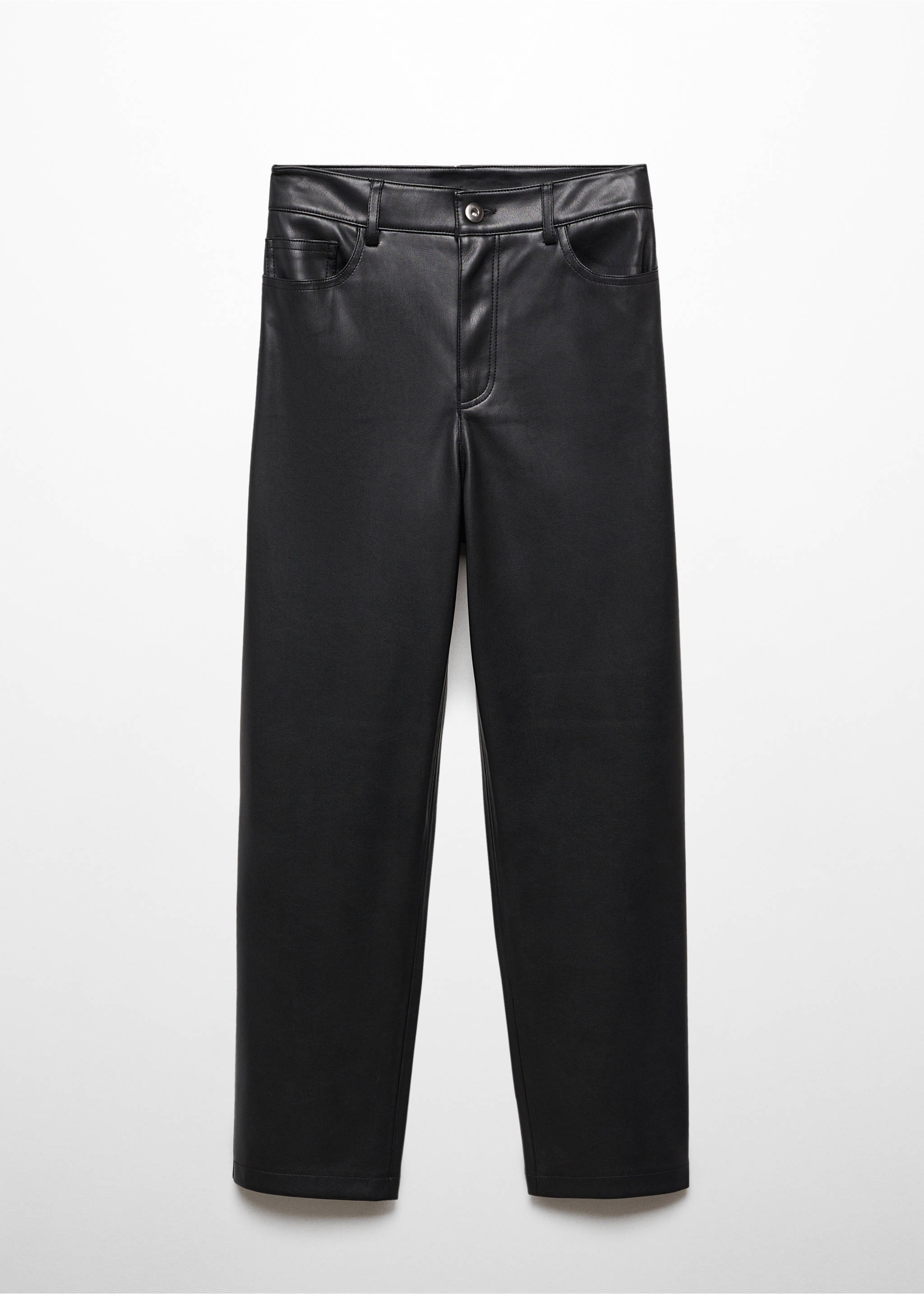 Gerade geschnittene Hose mit Ledereffekt - Artikel ohne Model, Schwarz. Ref: 67040464-00.