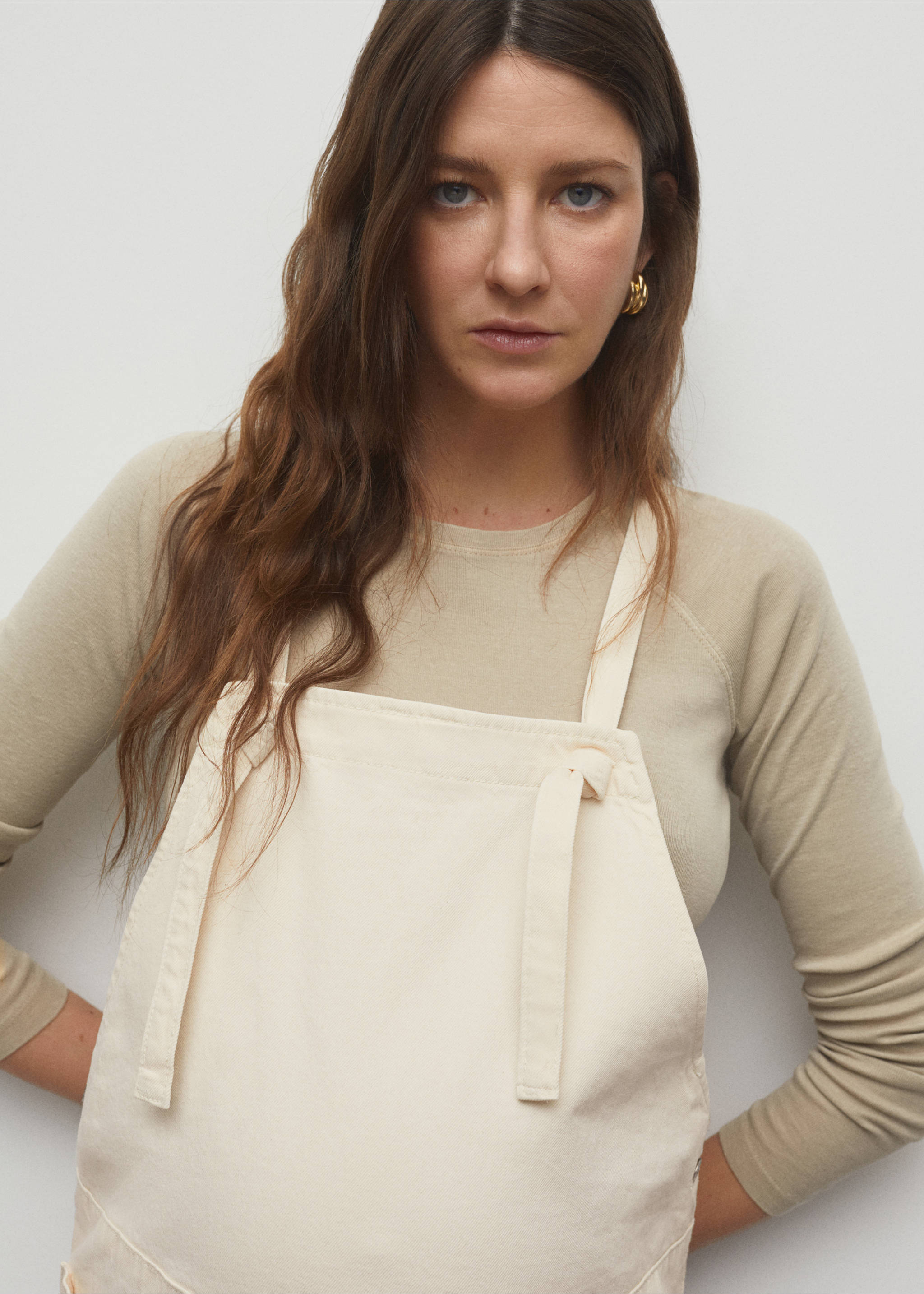 Maternity denim dungarees - Details of the article 1, Off White. Ref: 67040477-00.