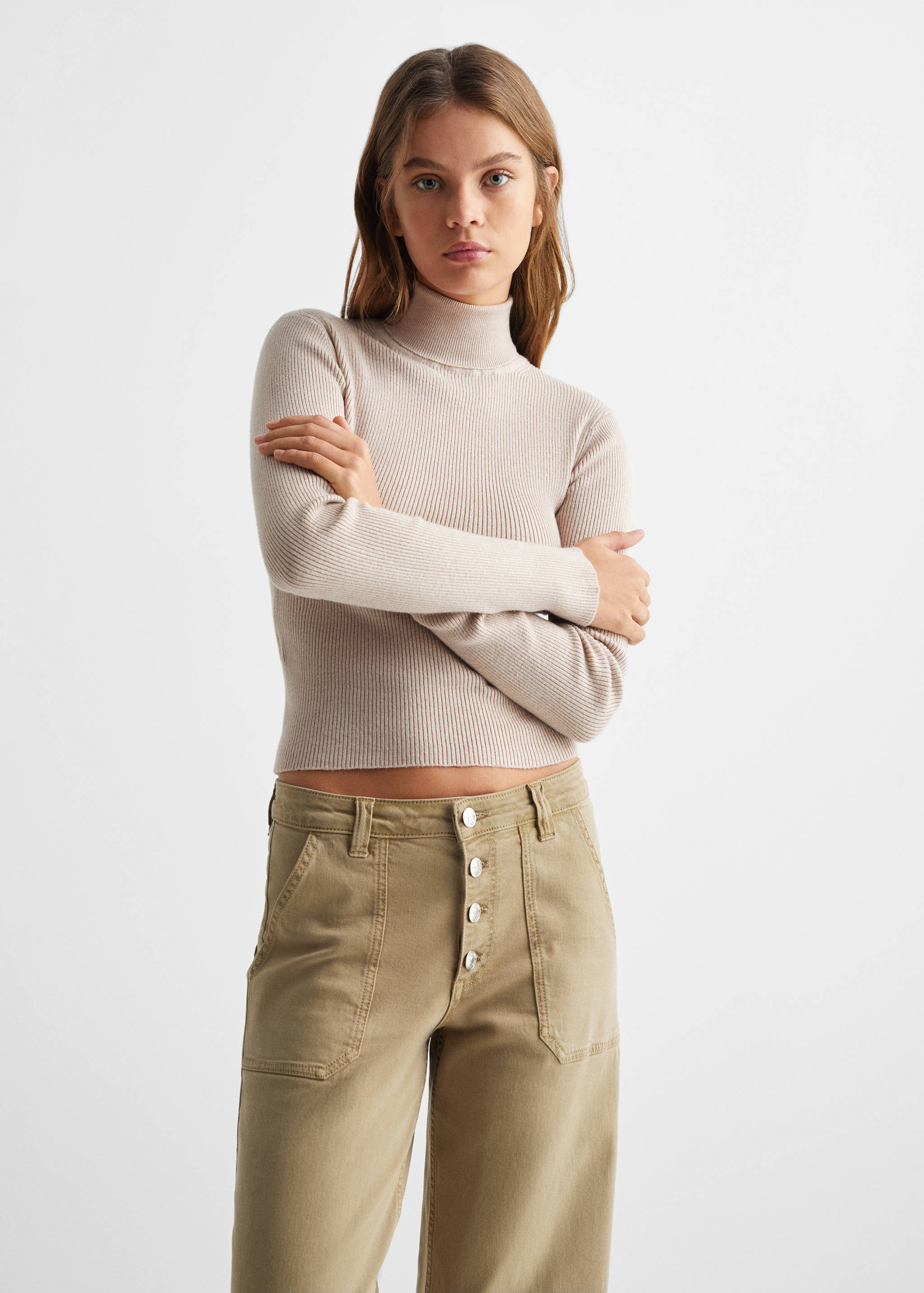 Cable-knit turtleneck sweater - Medium plane