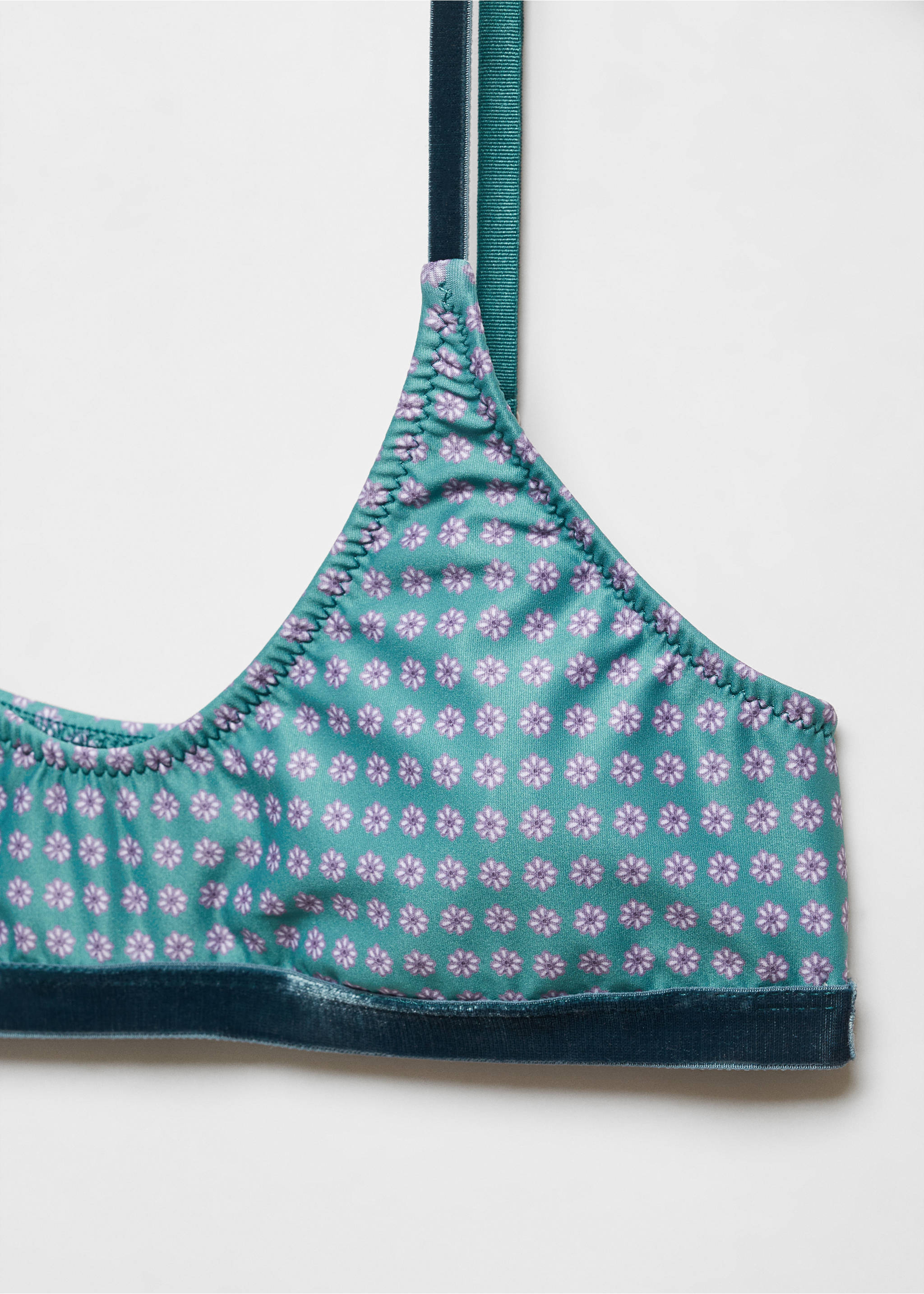 Printed bra - Details of the article 8, Petrol Blue. Ref: 67040482-00.