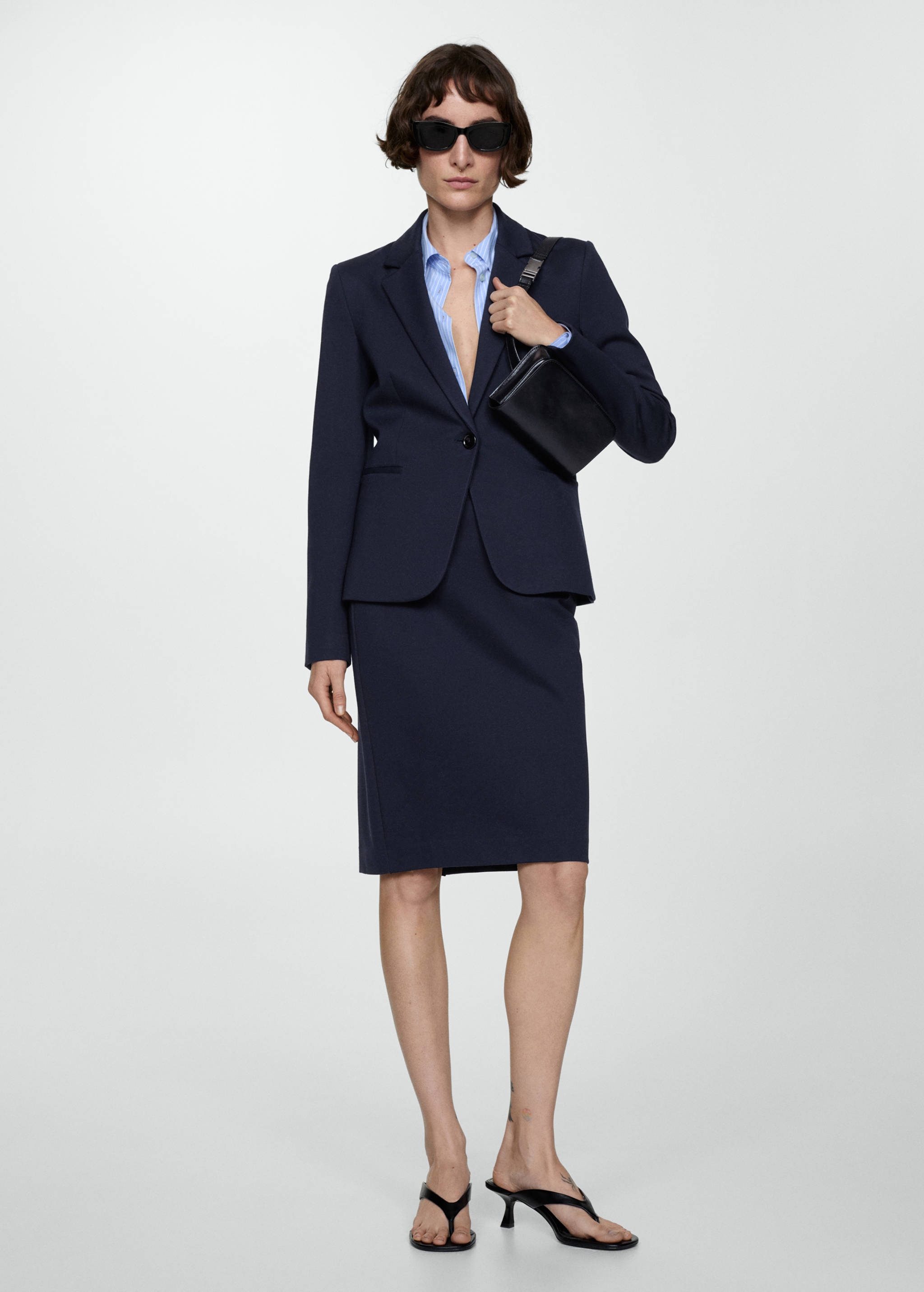 Blazer cintré maille point de Rome - Plan général