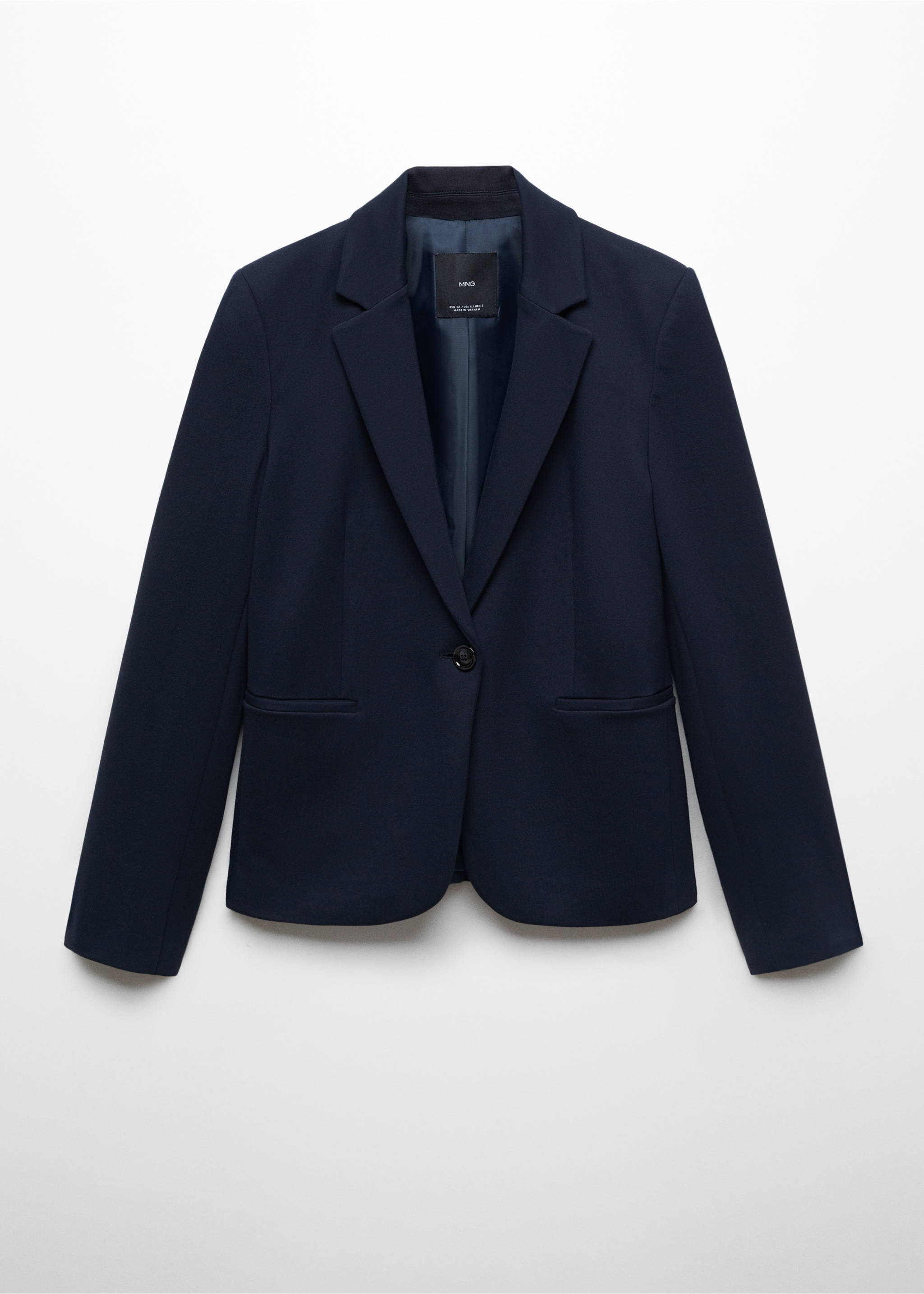 Fitted roma-knit jacket - Article without model, Dark Navy. Ref: 67040485-00.