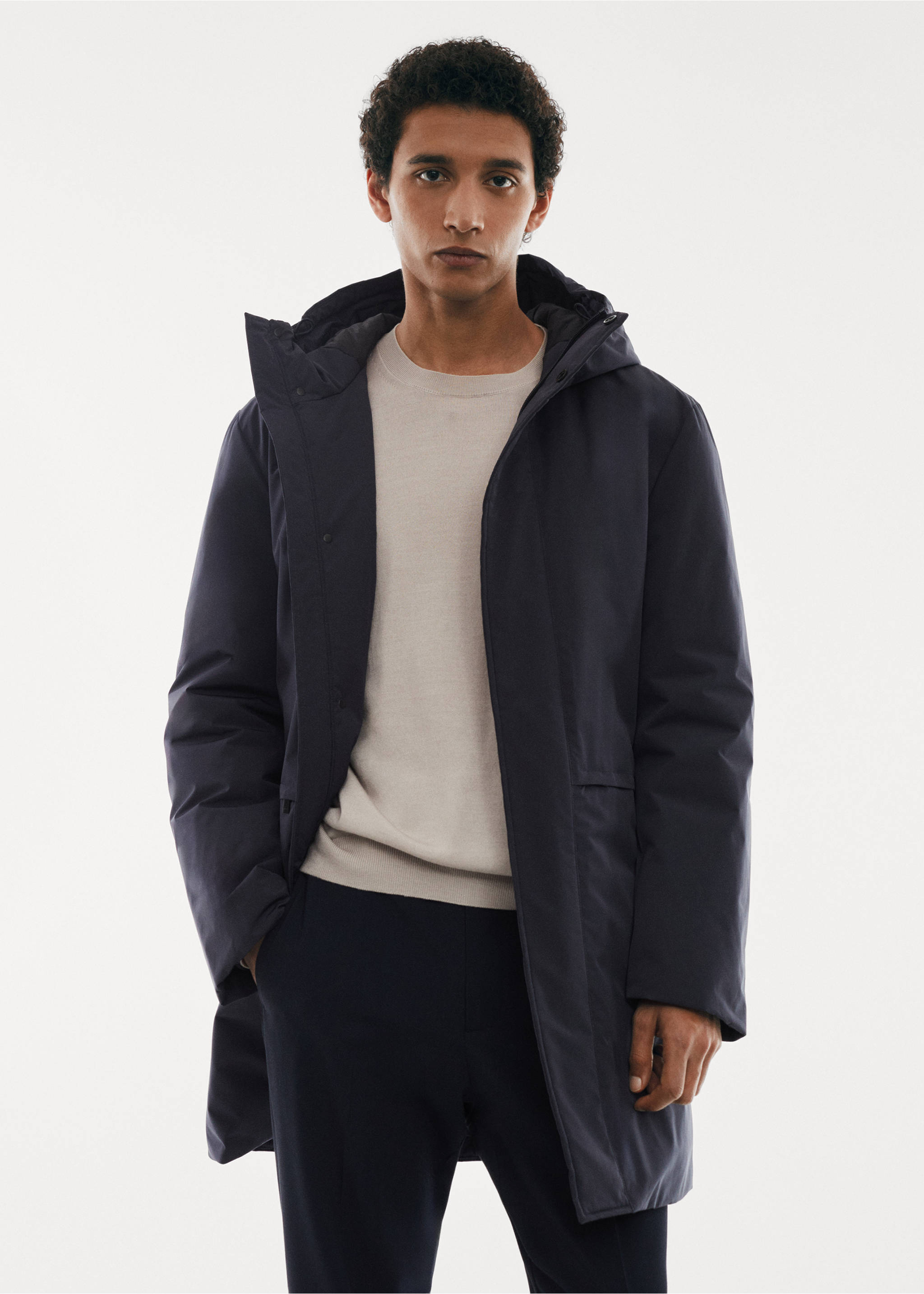 Parka capuche matelassée SOFEELATE® - Détail de l'article 4, Bleu marine. Ref: 67040618-00.