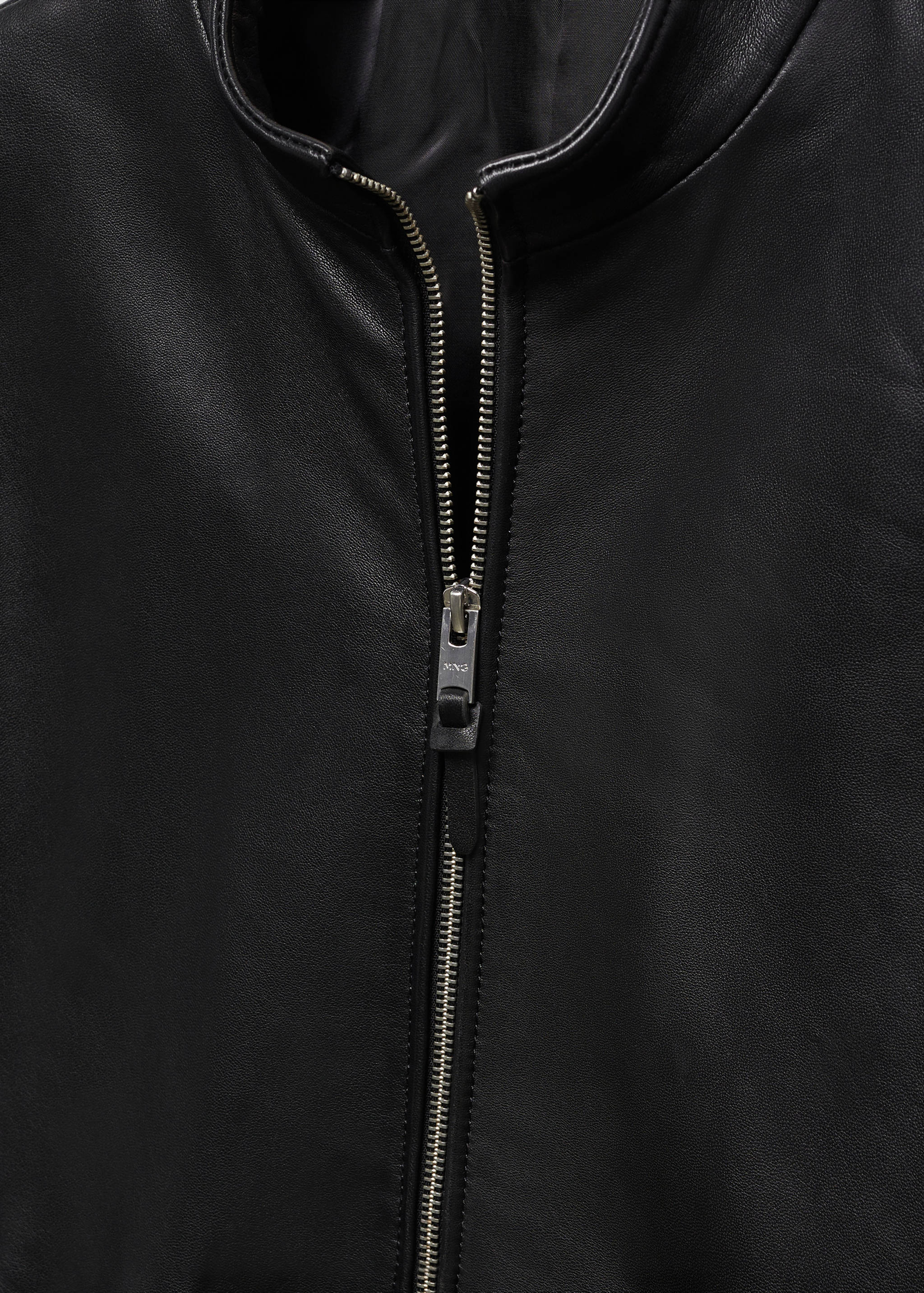 Zip-detail leather biker jacket - Details of the article 8