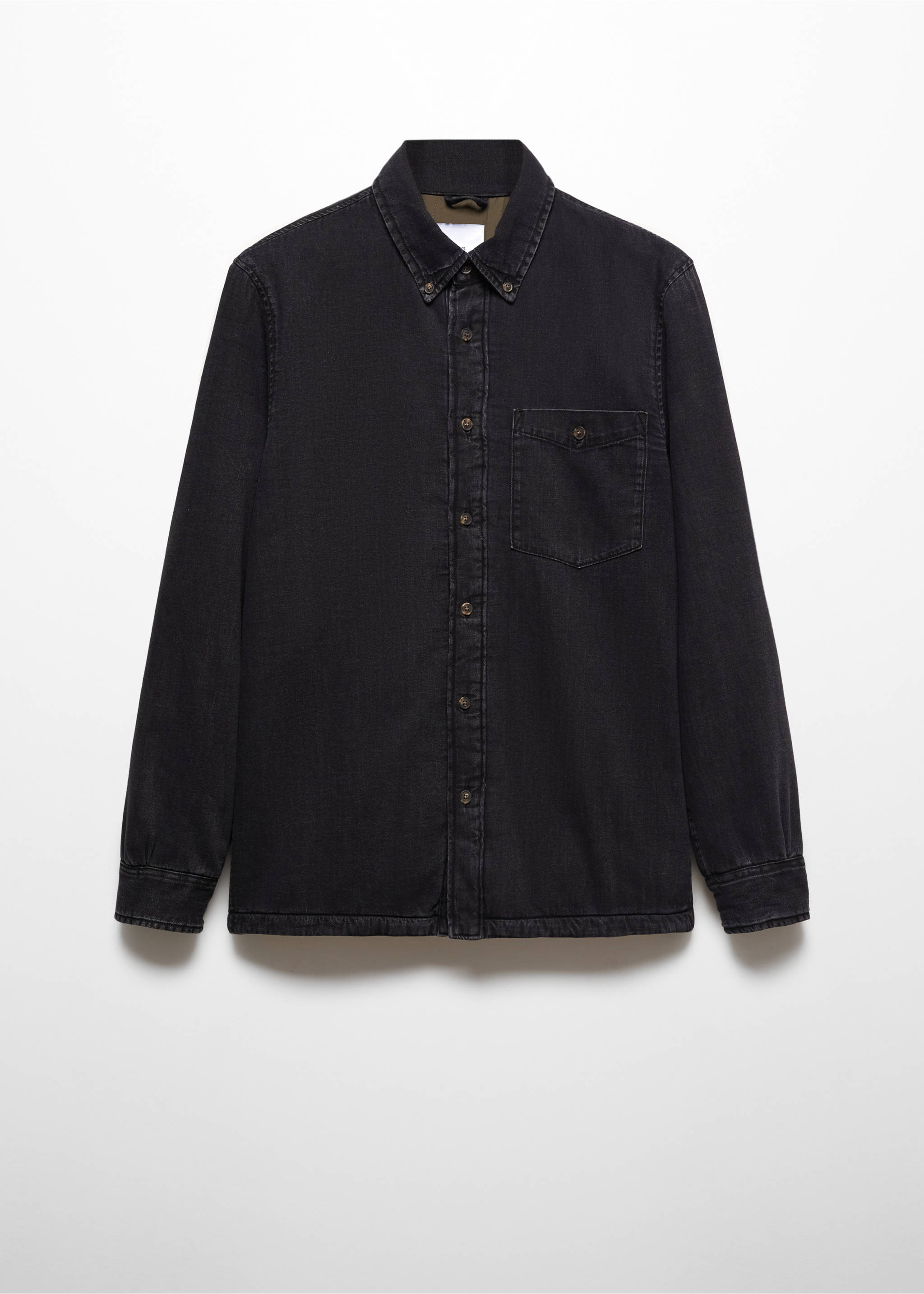 Quilted denim overshirt - Article without model, Black denim. Ref: 67040622-00.