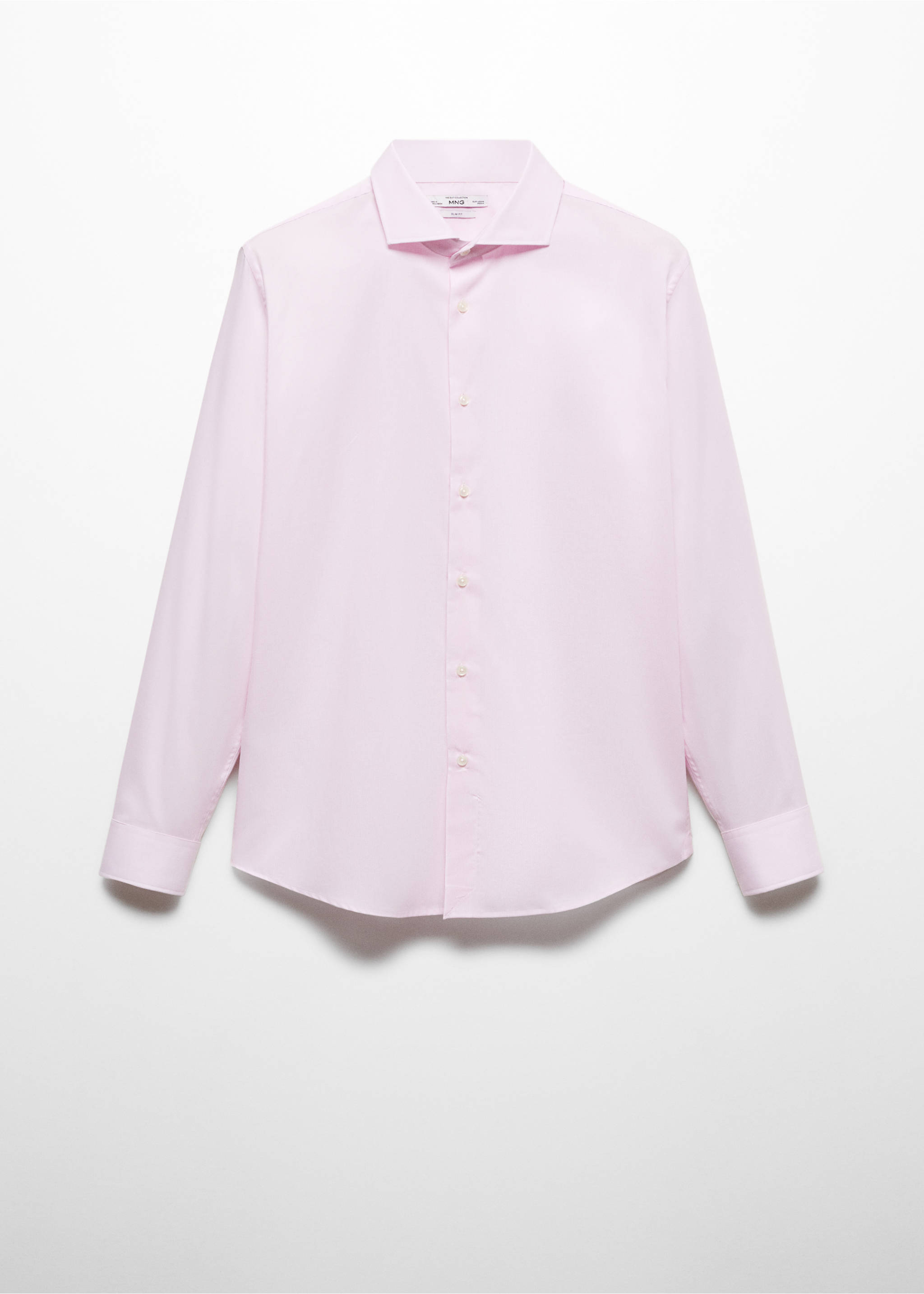 Slim-fit micro-stripe twill suit shirt - Article without model, Light Pink. Ref: 67040626-00.