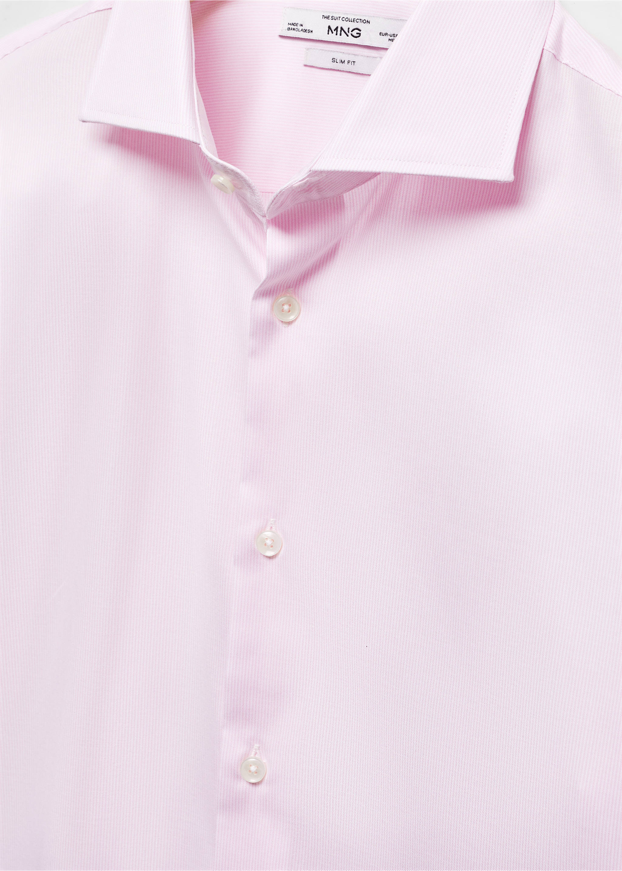 Slim-fit micro-stripe twill suit shirt - Details of the article 8, Light Pink. Ref: 67040626-00.
