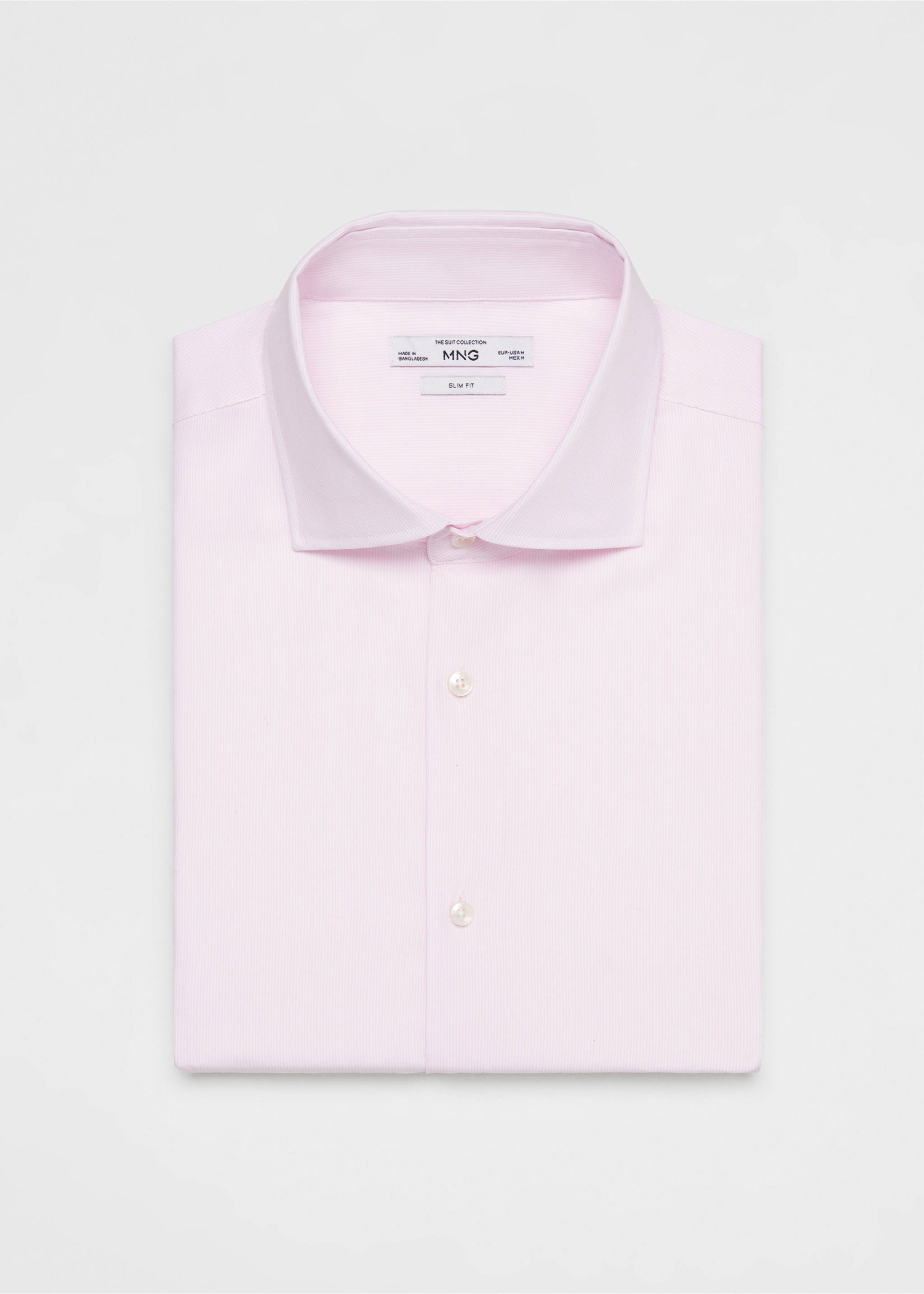 Slim-fit micro-stripe twill suit shirt - Details of the article 0, Light Pink. Ref: 67040626-00.