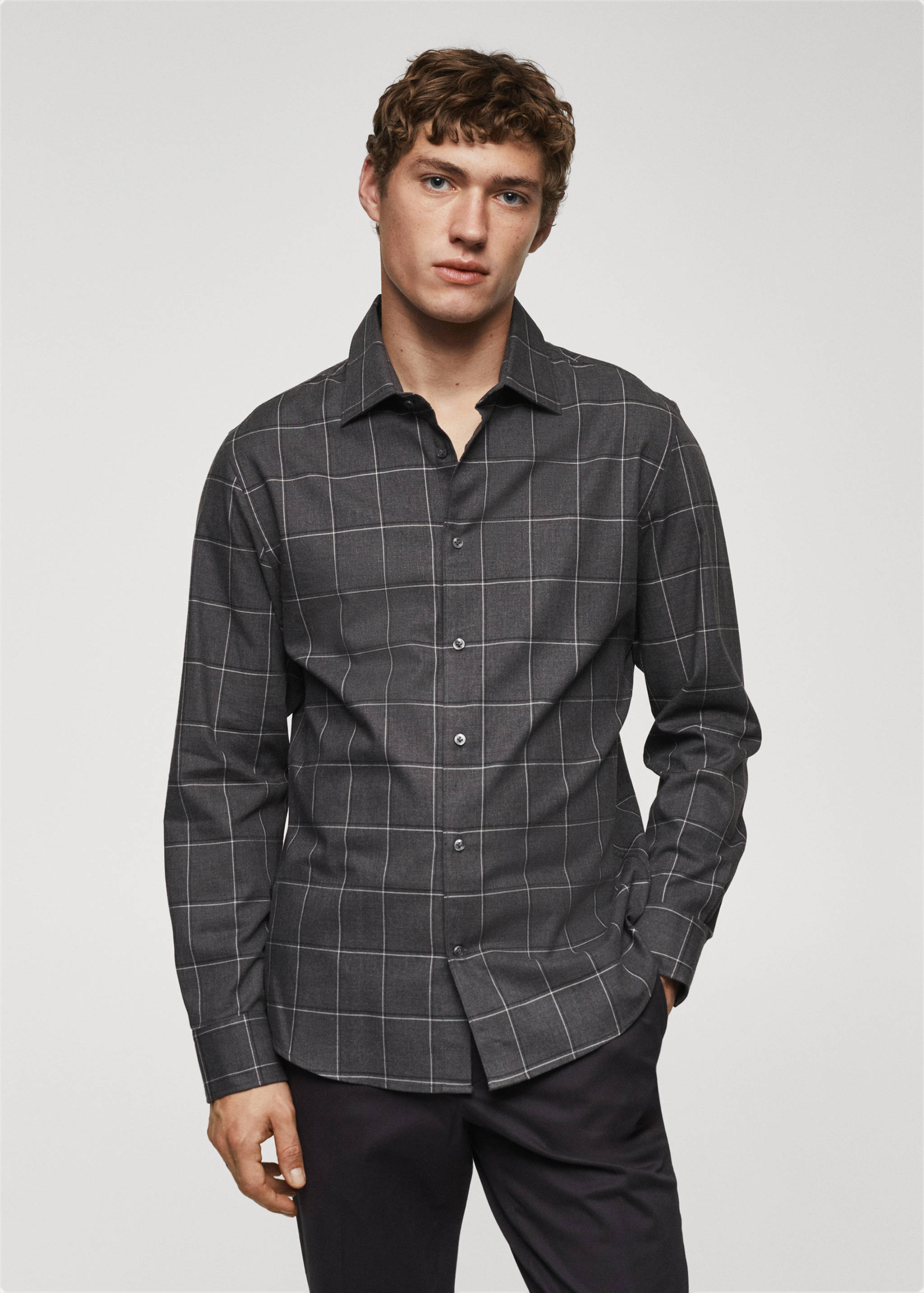 Chemise coton flanelle carreaux - Plan moyen
