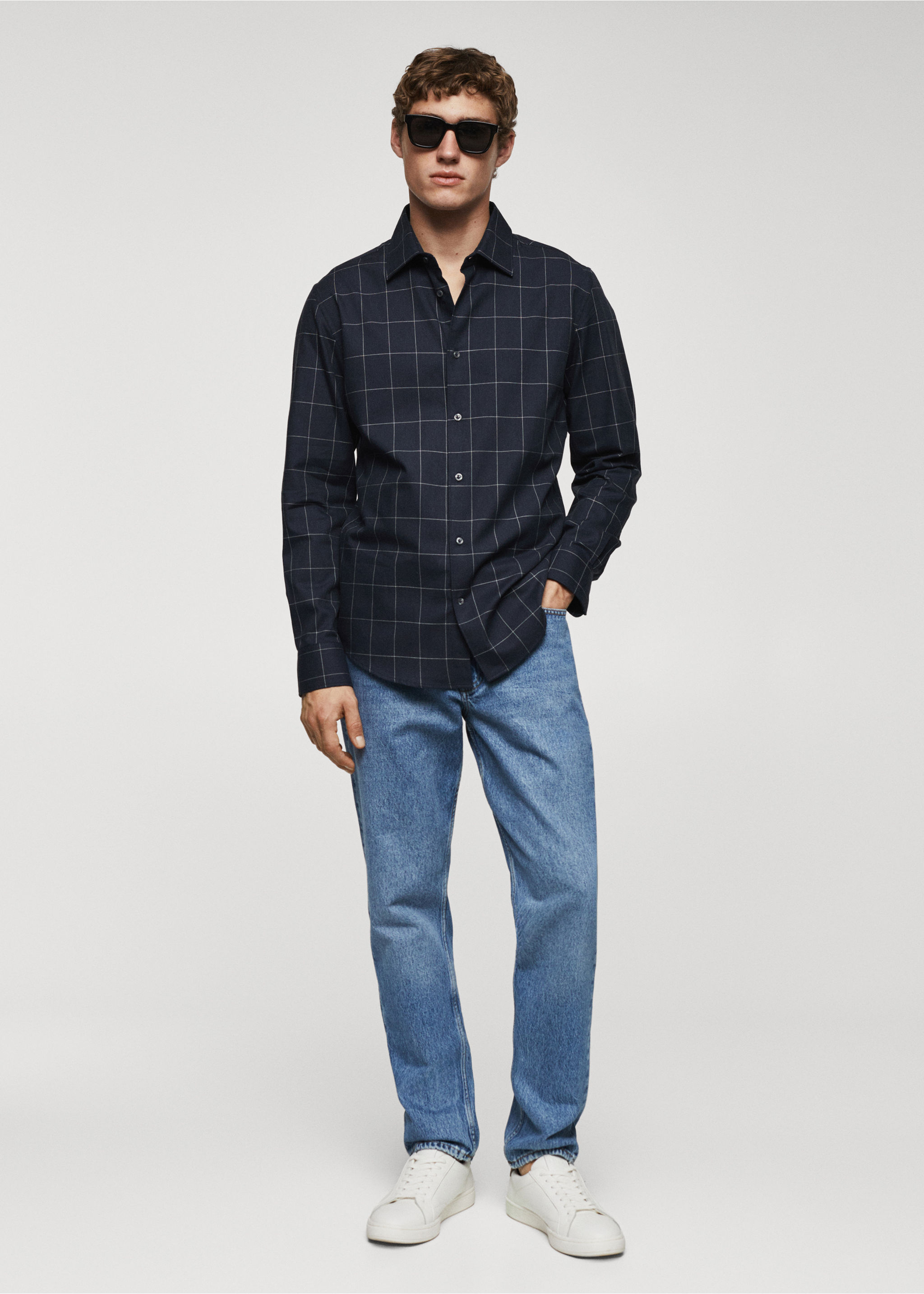 Check flannel cotton shirt - General plane