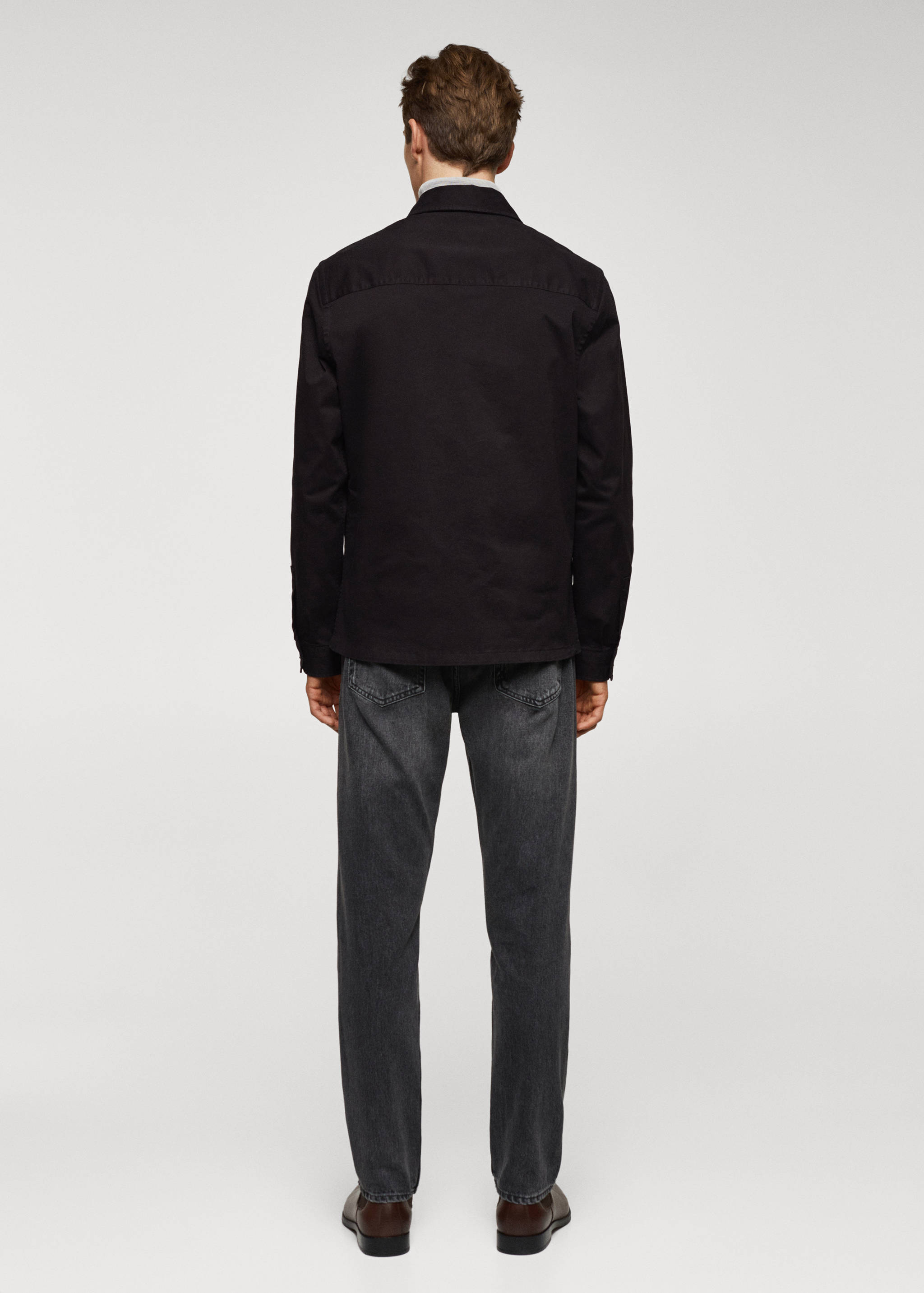 Stretch cotton overshirt with pockets - Reverse of the article