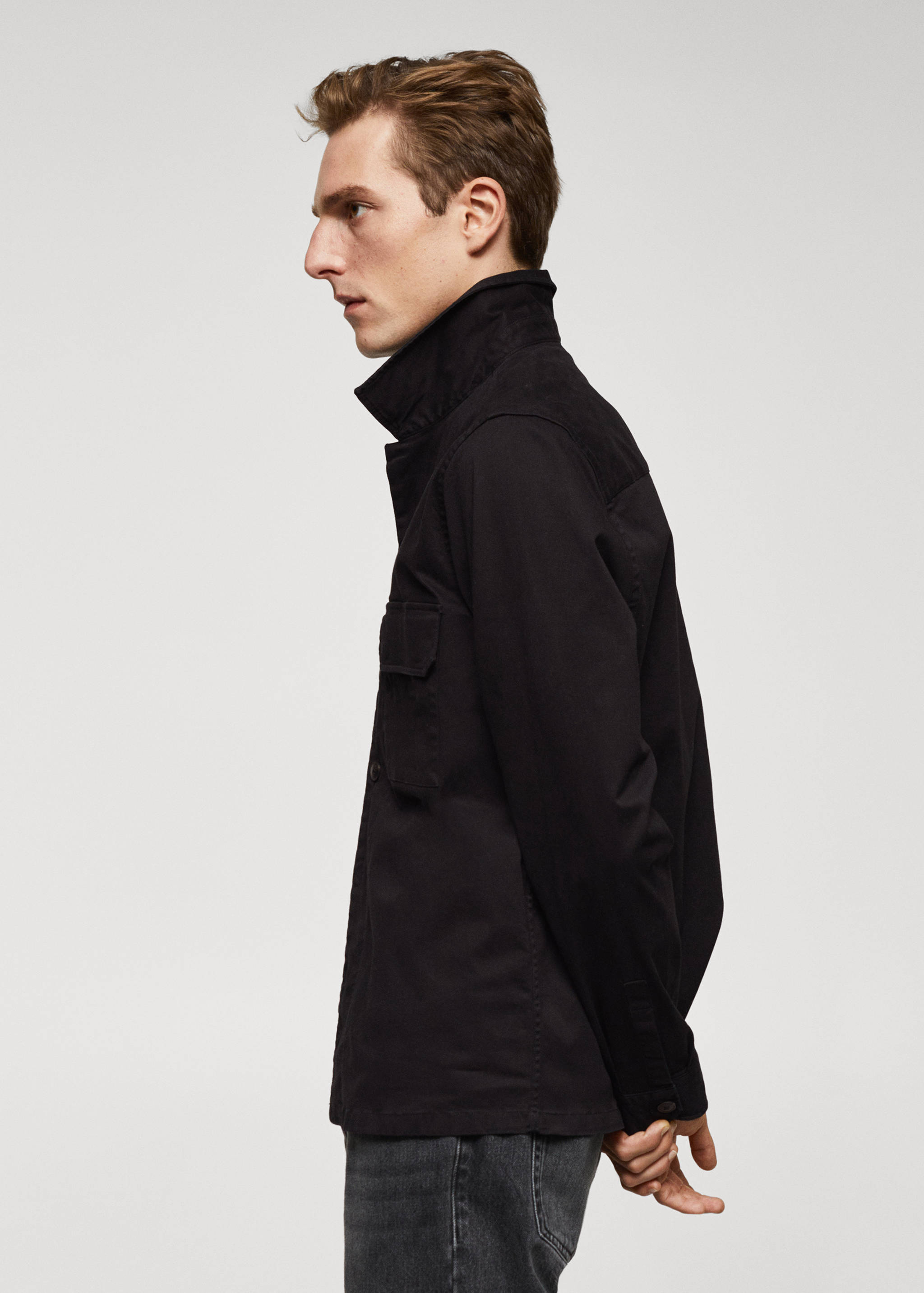 Stretch cotton overshirt with pockets - Details of the article 2