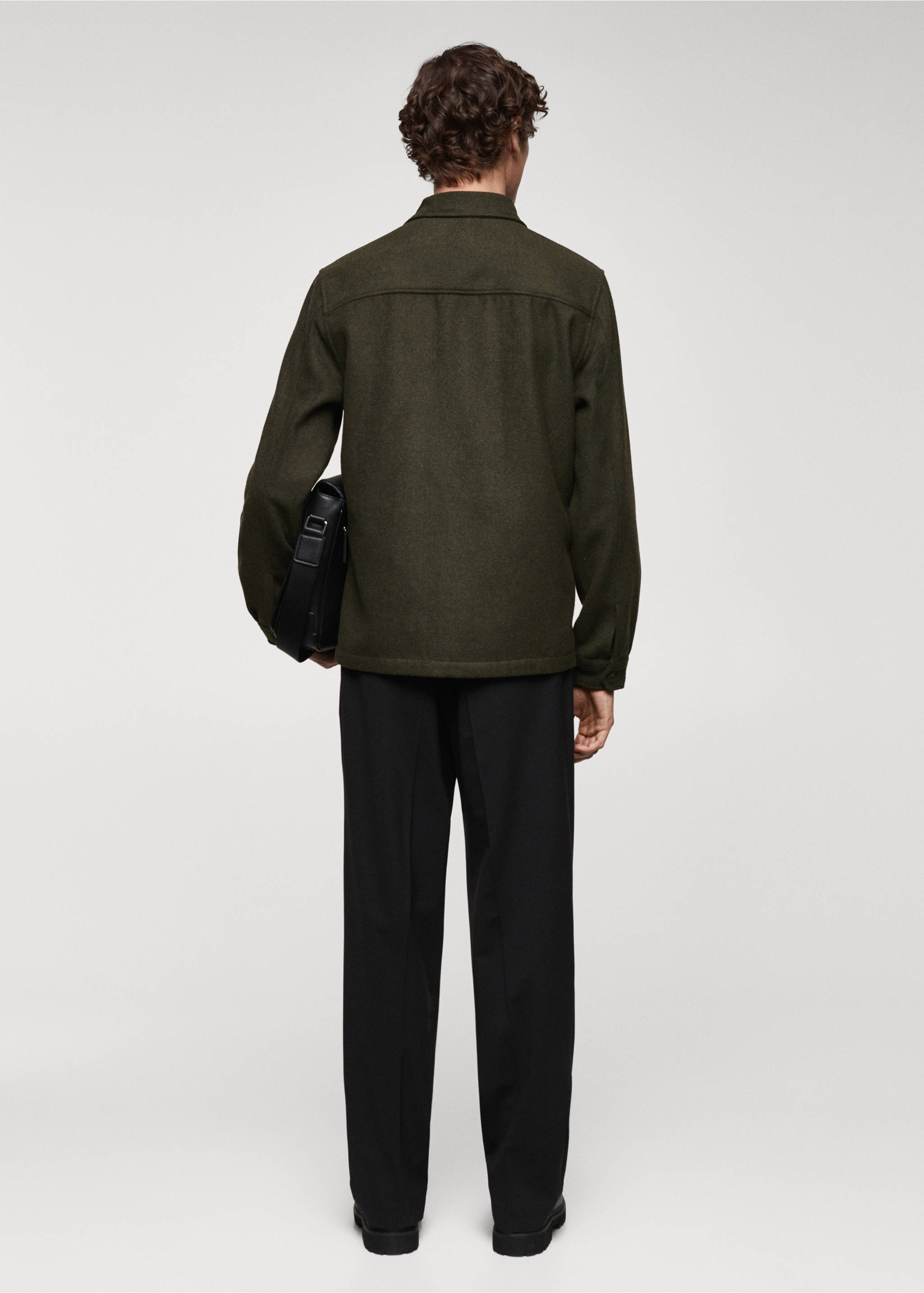 Regular-fit overshirt with pocket - Reverse of the article, Khaki. Ref: 67040633-00.