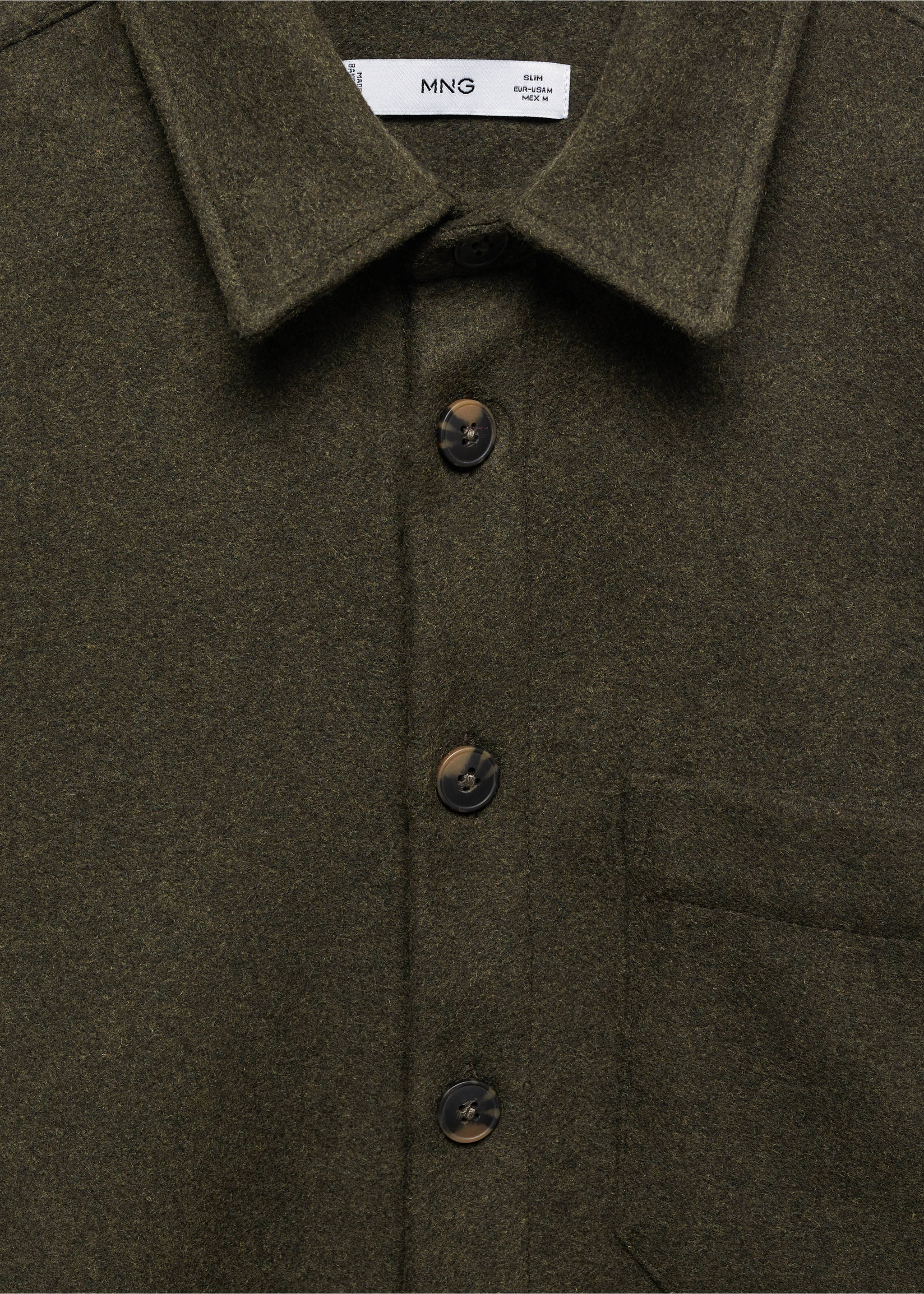 Regular-fit overshirt with pocket - Details of the article 8, Khaki. Ref: 67040633-00.