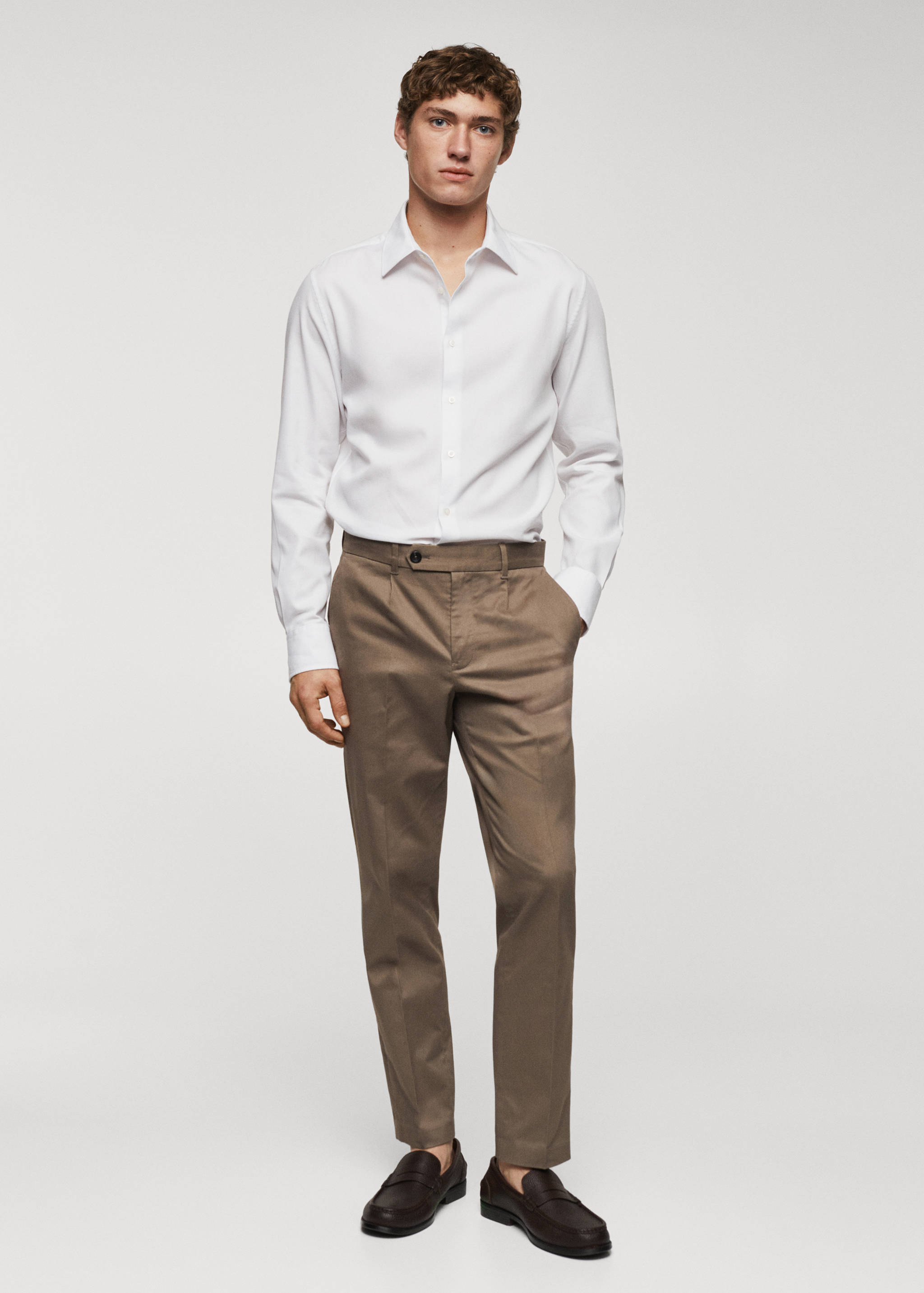 Slim-fit cotton structured shirt - General plane
