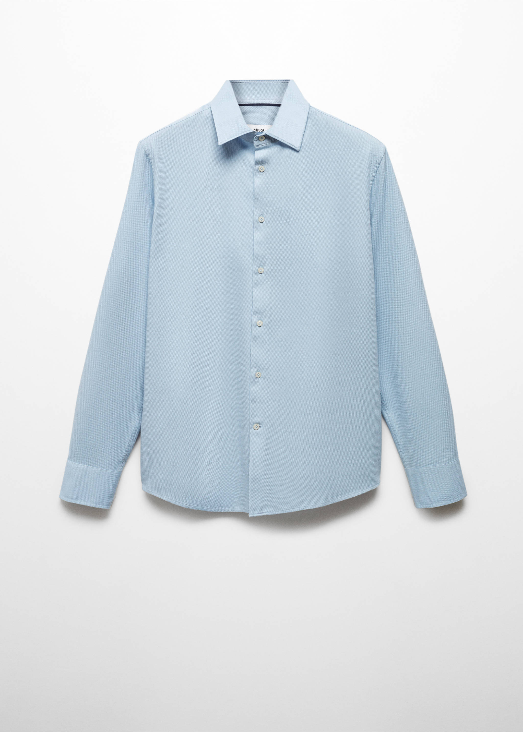 Slim-fit cotton structured shirt - Article without model, Sky Blue. Ref: 67040636-00.