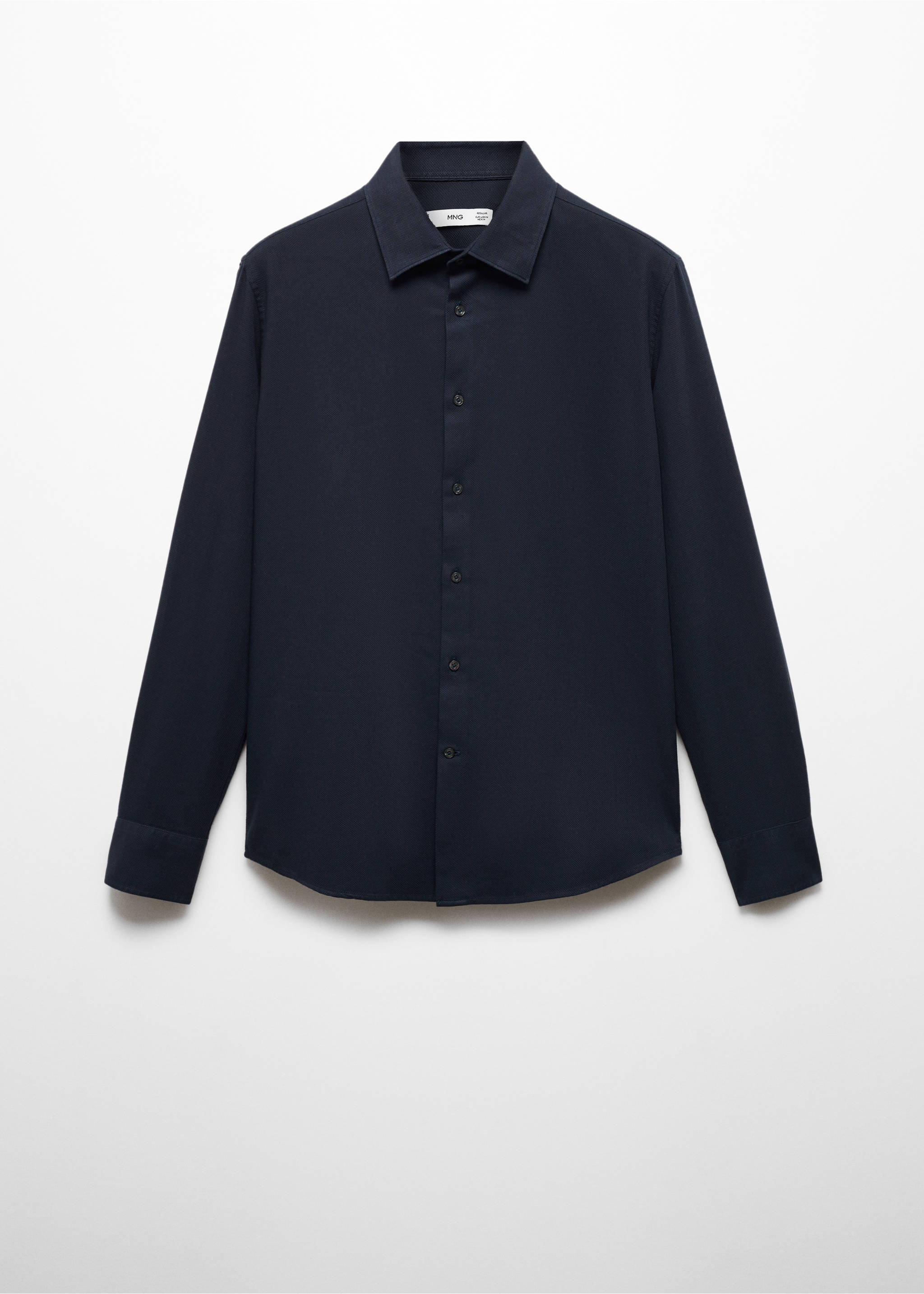 Slim-fit cotton structured shirt - Article without model, Navy. Ref: 67040636-00.