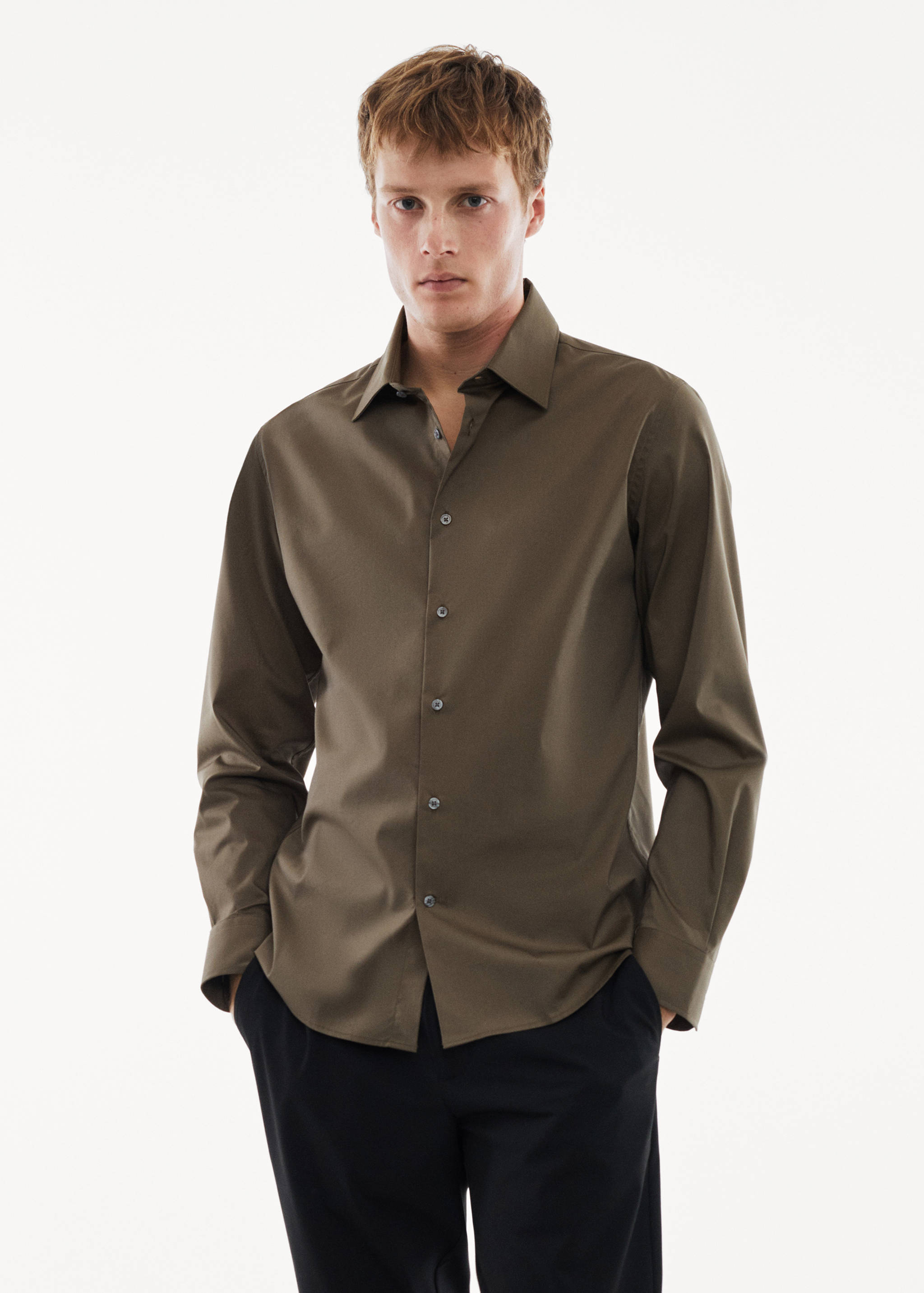 Regular-fit stretch cotton shirt - Medium plane