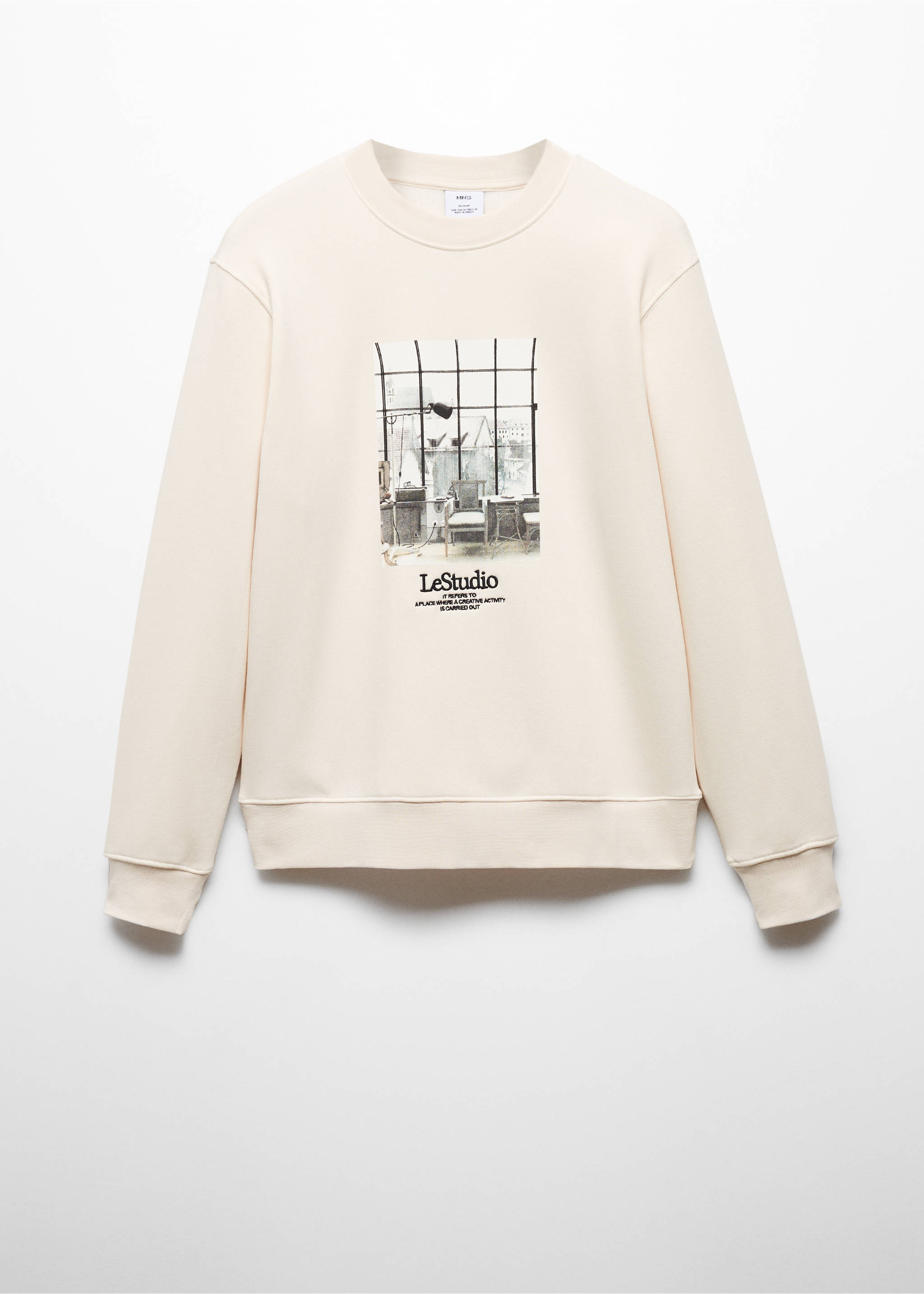 Sweatshirt mit Motiv - Artikel ohne Model, Ecru. Ref: 67040644-00.