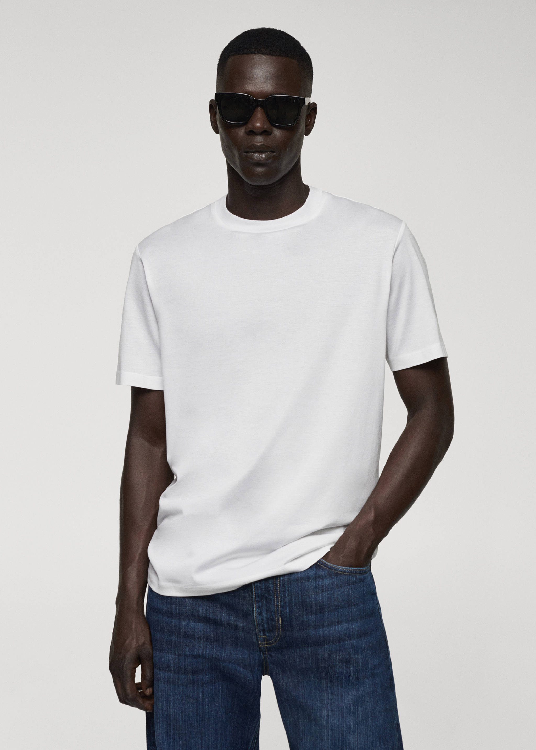 Mercerizované tričko slim fit - Náhled ve středové rovině