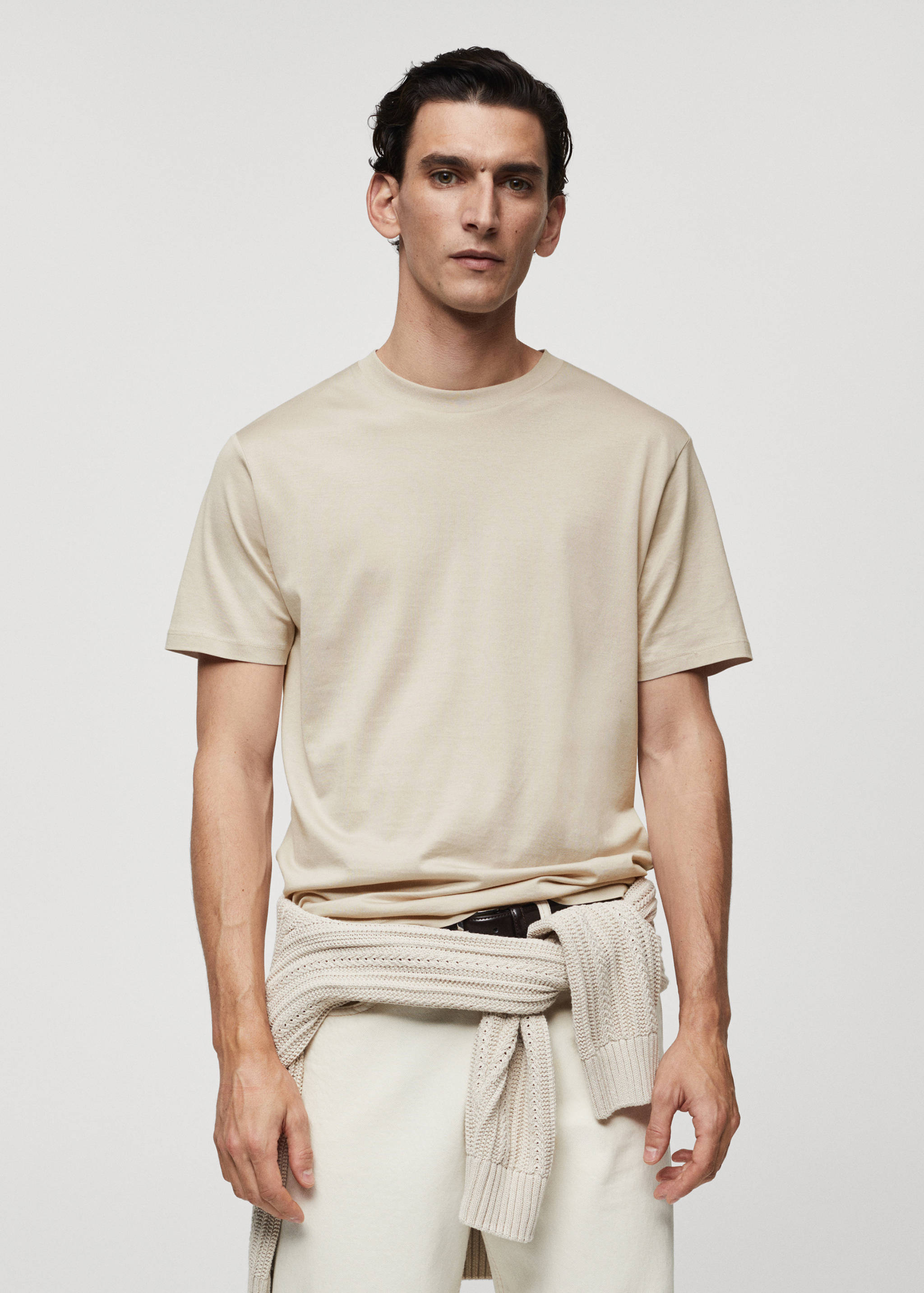 Mercerizované tričko slim fit - Náhled ve středové rovině