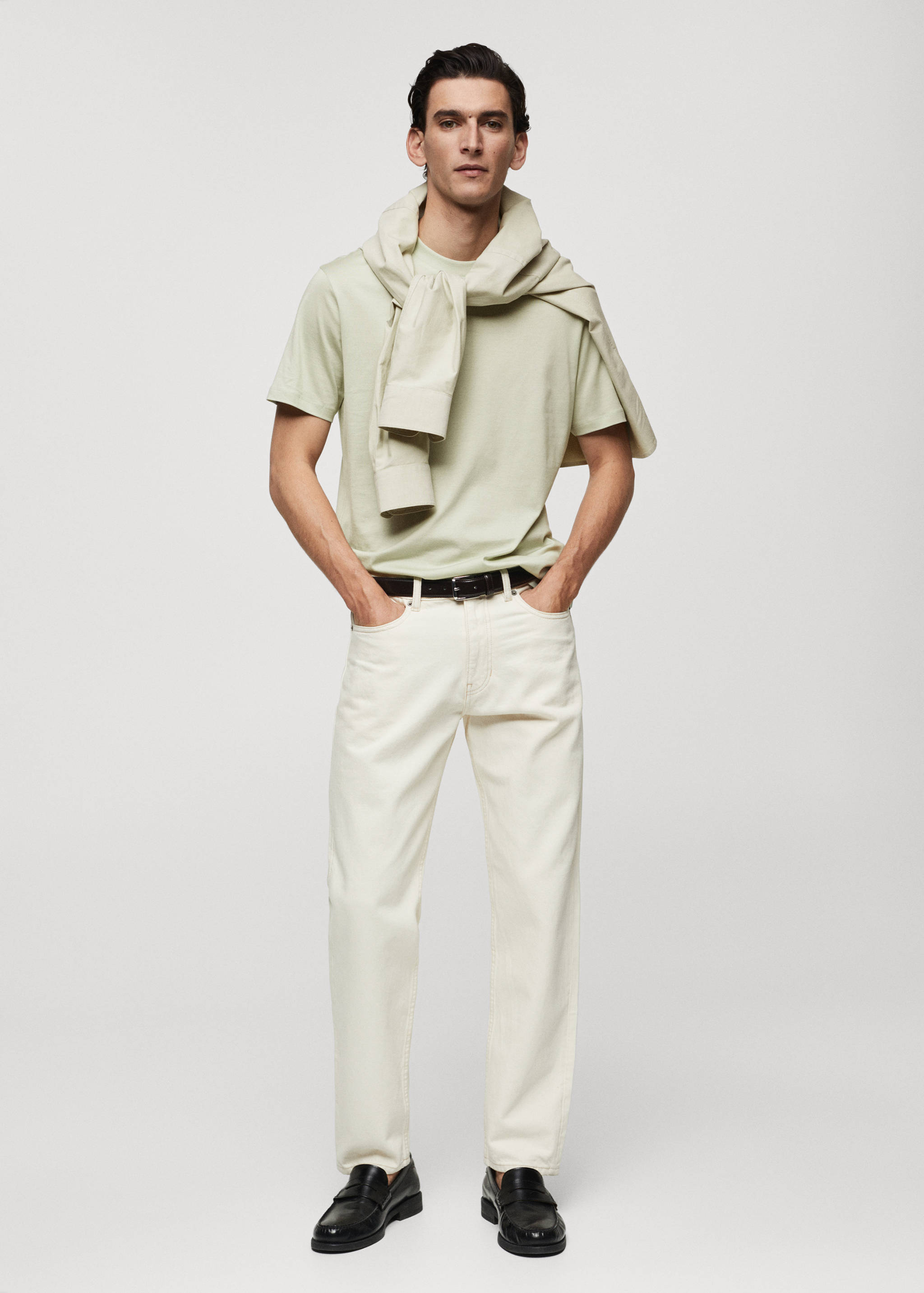 Mercerizované tričko slim fit - Celkový náhled