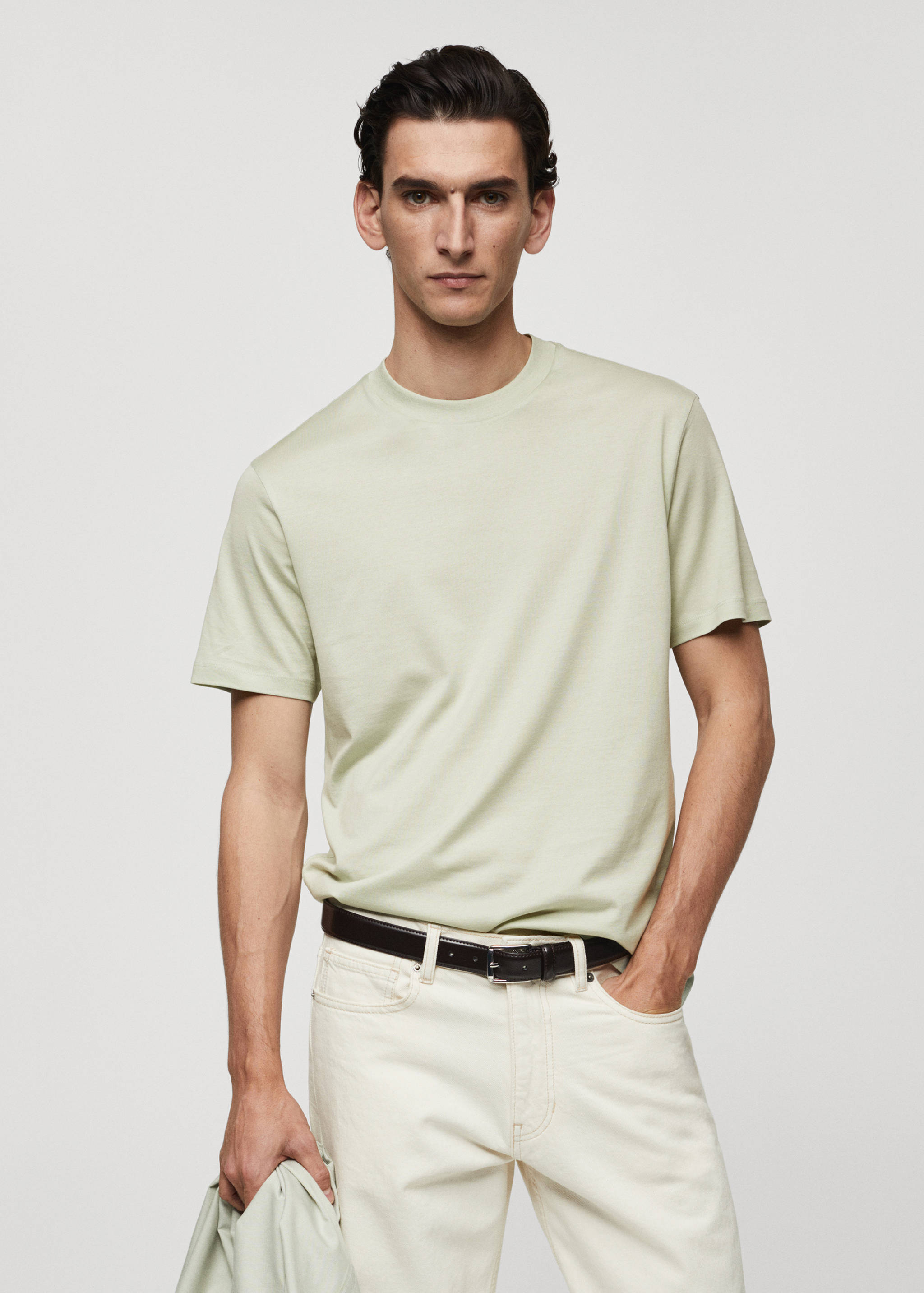 Mercerizované tričko slim fit - Náhled ve středové rovině