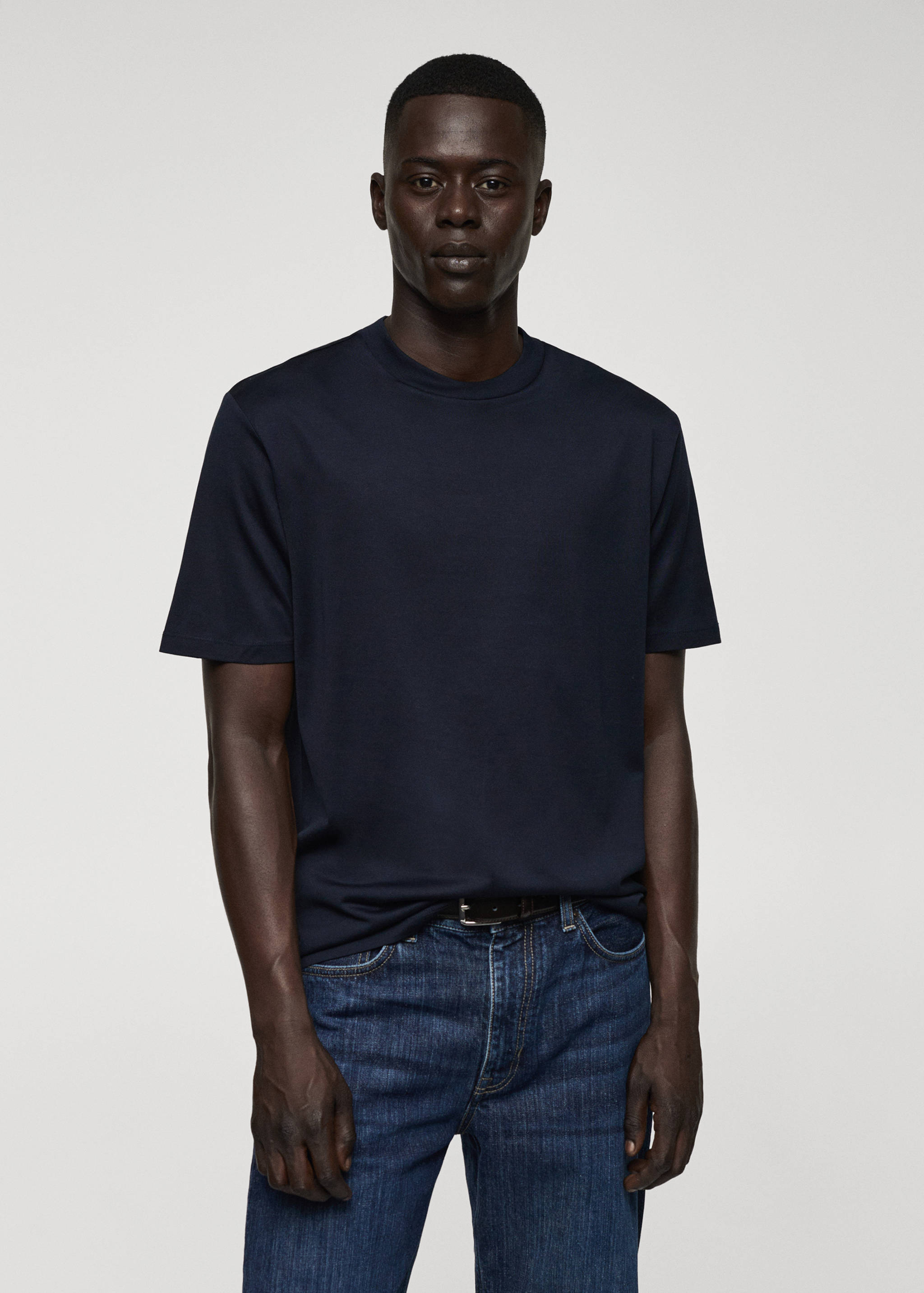 Mercerizované tričko slim fit - Náhled ve středové rovině