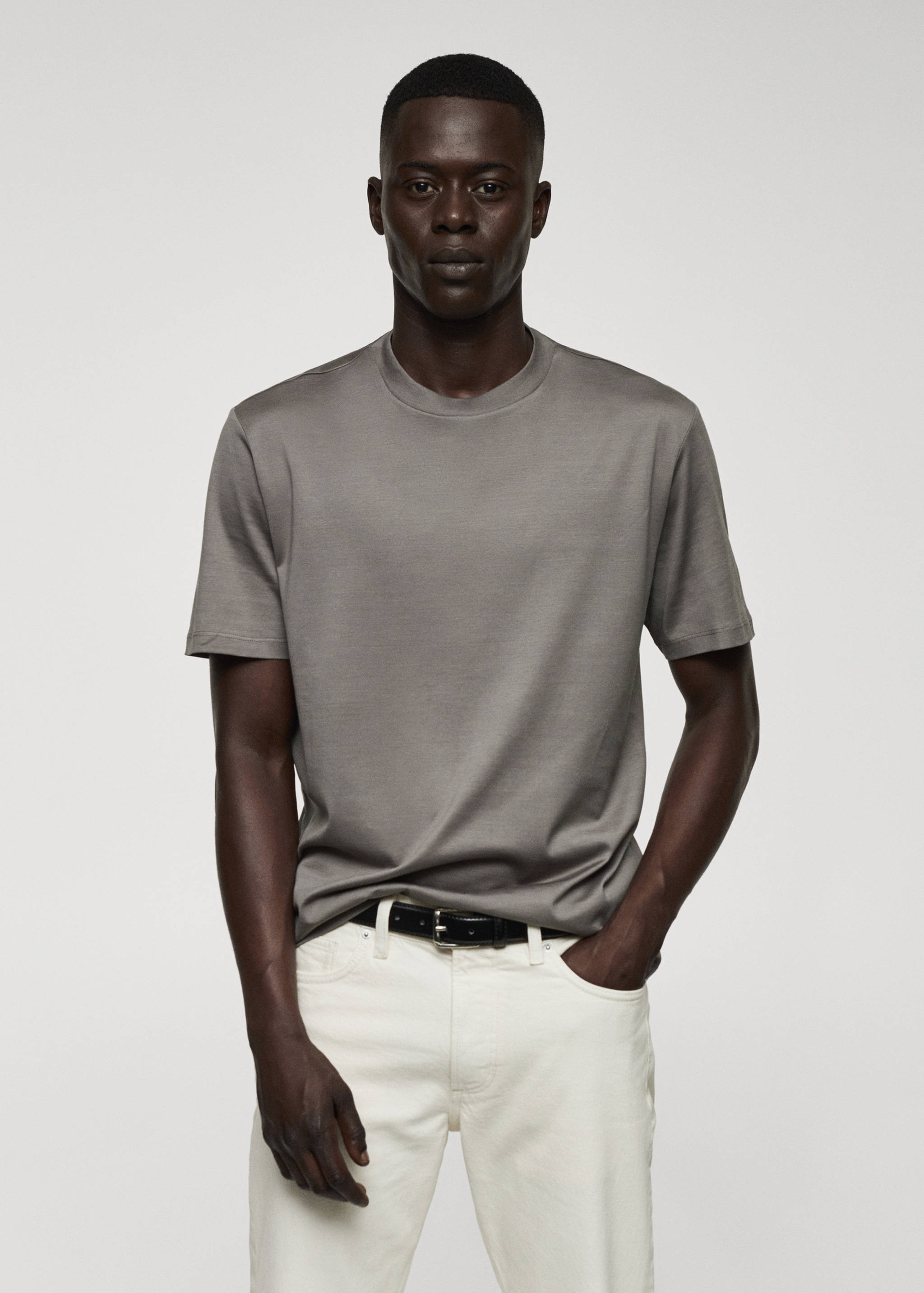 Mercerizované tričko slim fit - Náhled ve středové rovině
