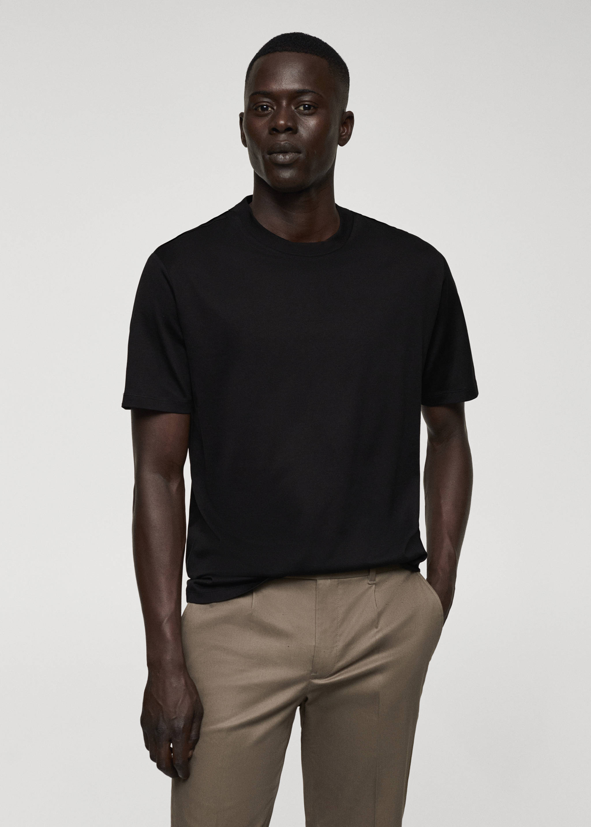 Mercerizované tričko slim fit - Náhled ve středové rovině