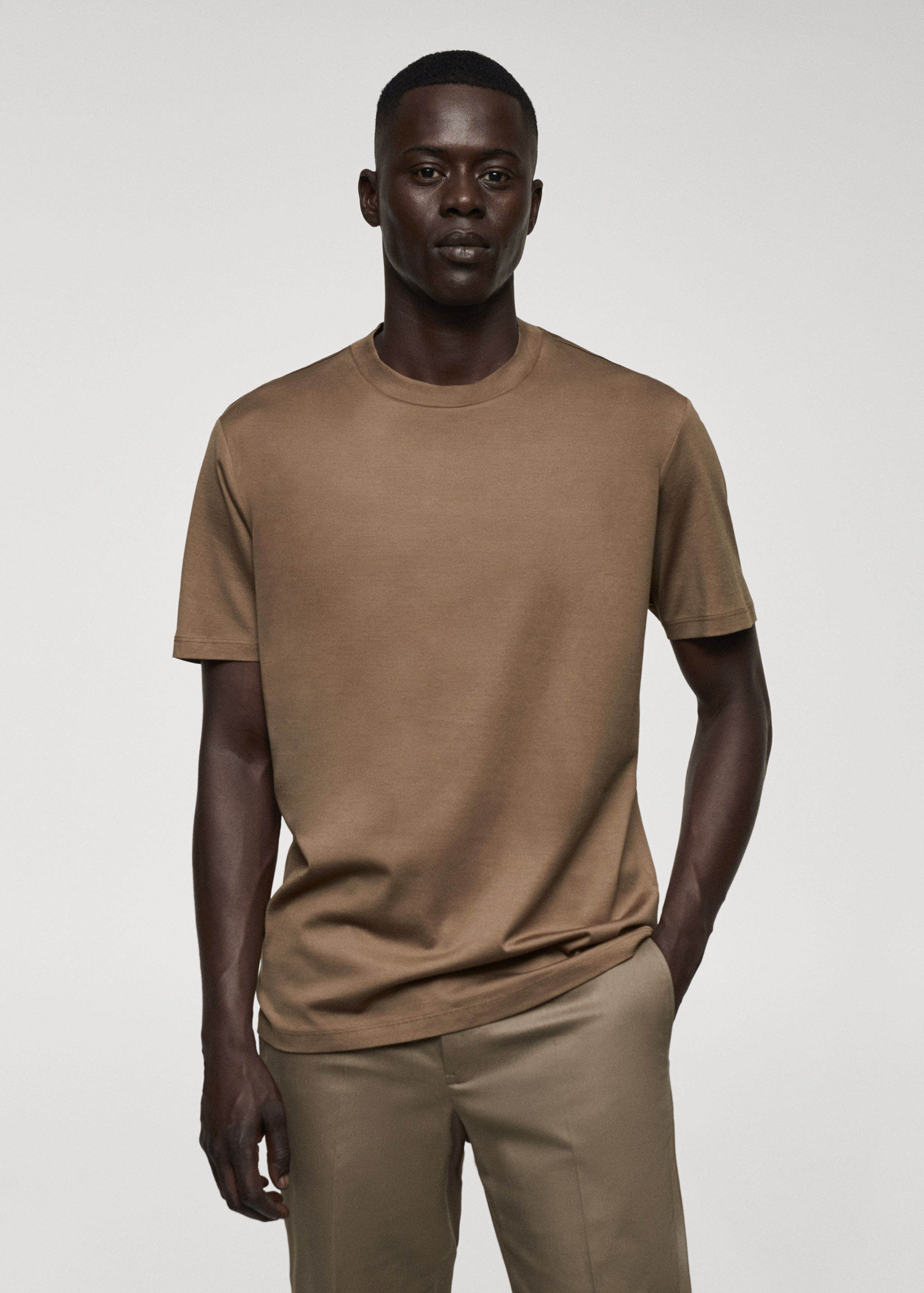 Mercerizované tričko slim fit - Náhled ve středové rovině