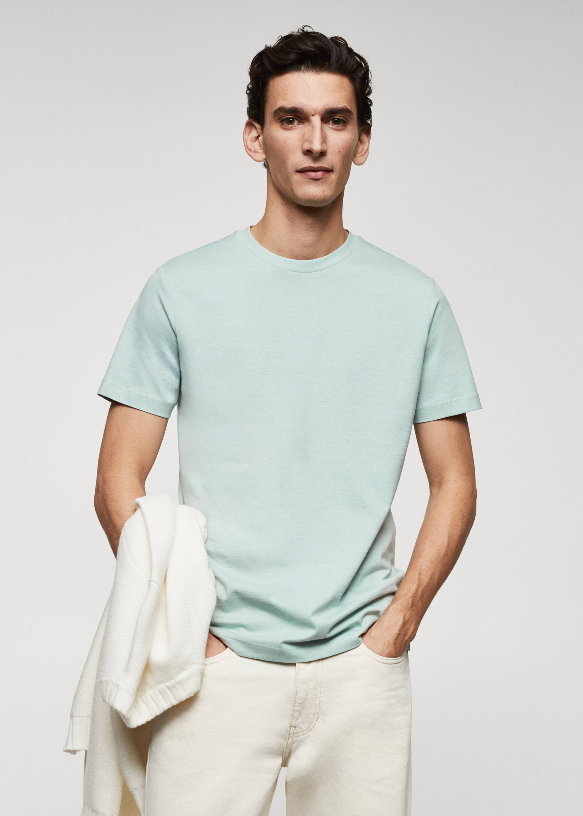 Essential cotton-blend T-shirt - Medium plane