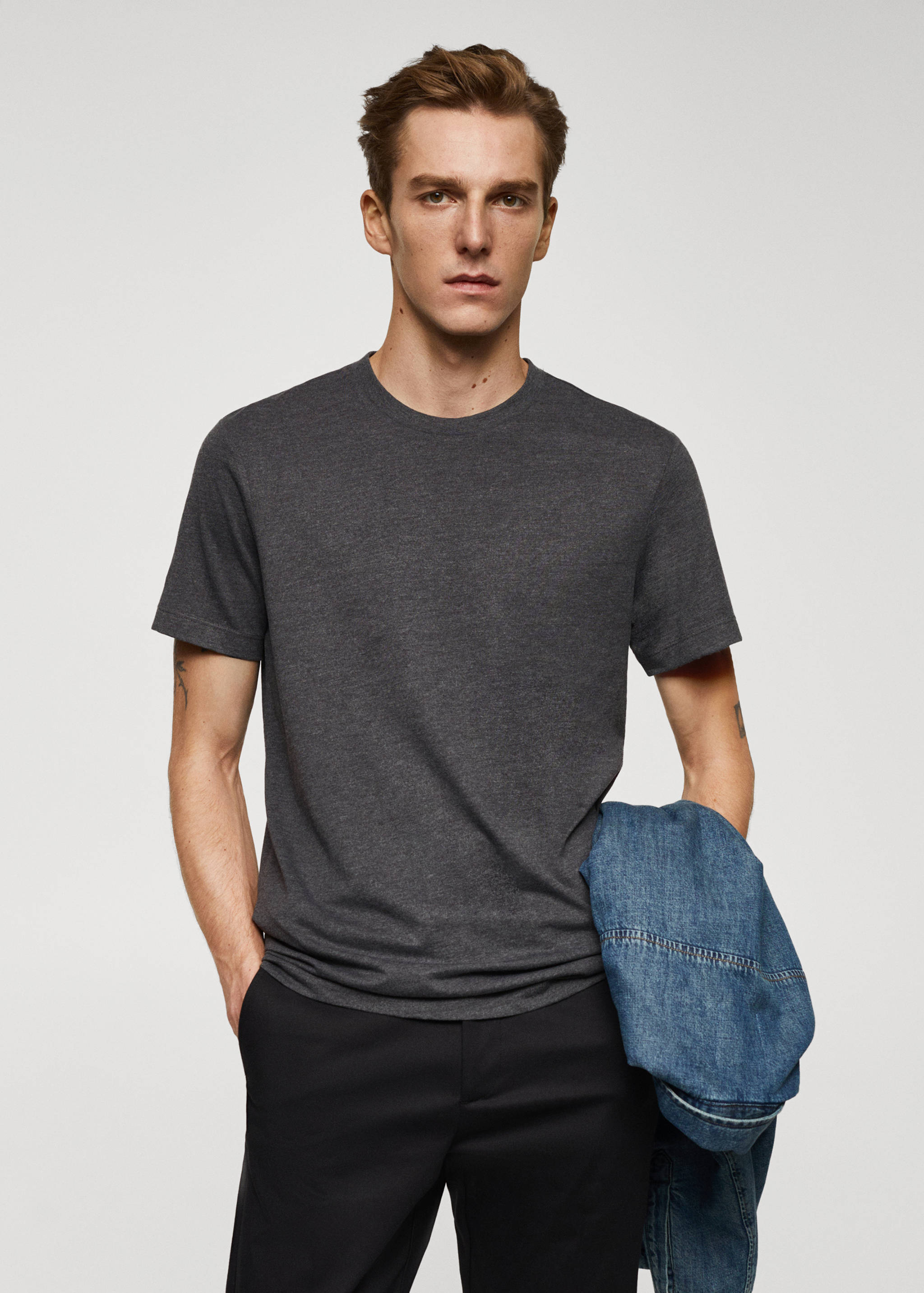 Essential cotton-blend T-shirt - Medium plane