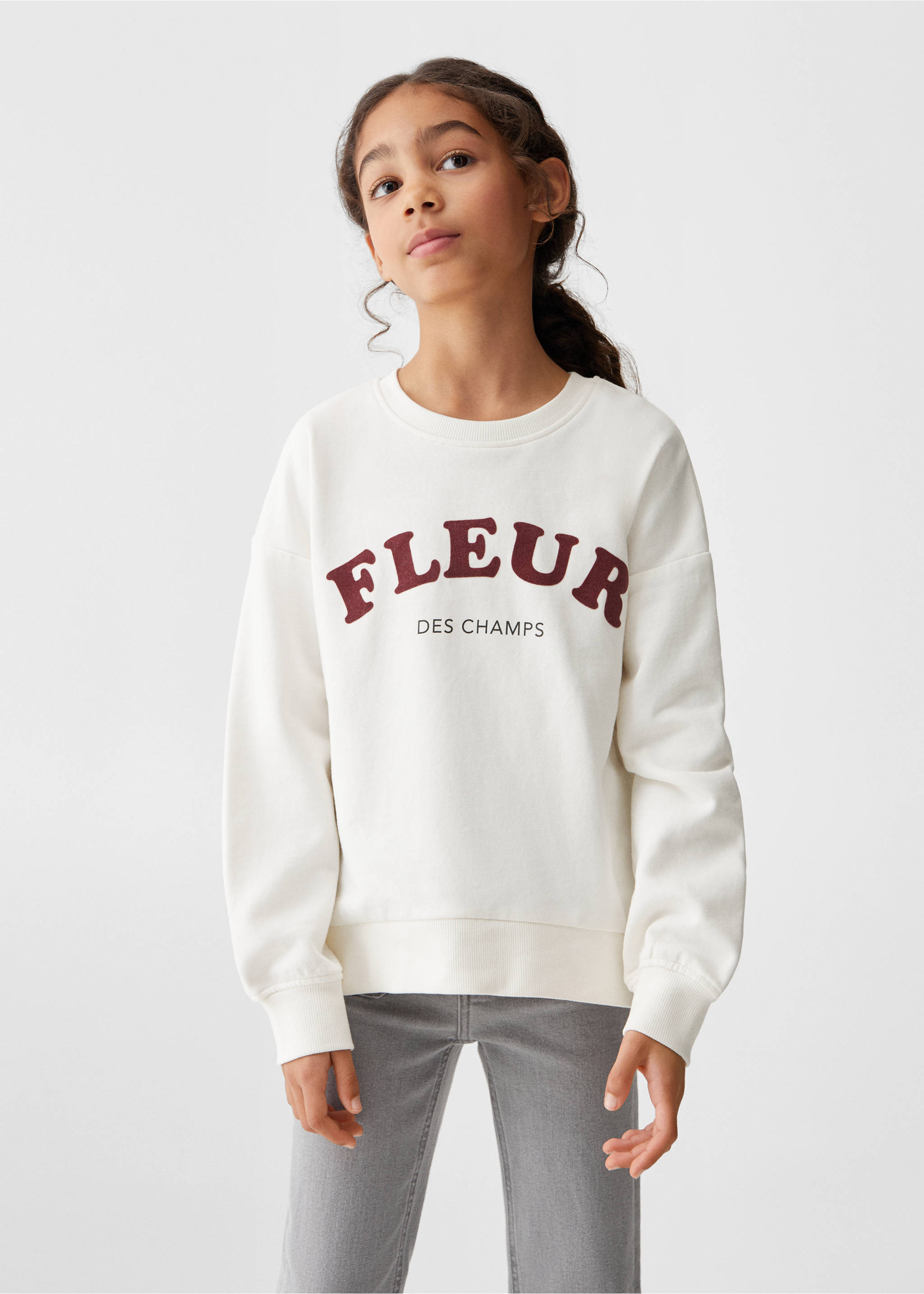 Cotton-blend message sweatshirt - Medium plane, Off White. Ref: 67040653-00.