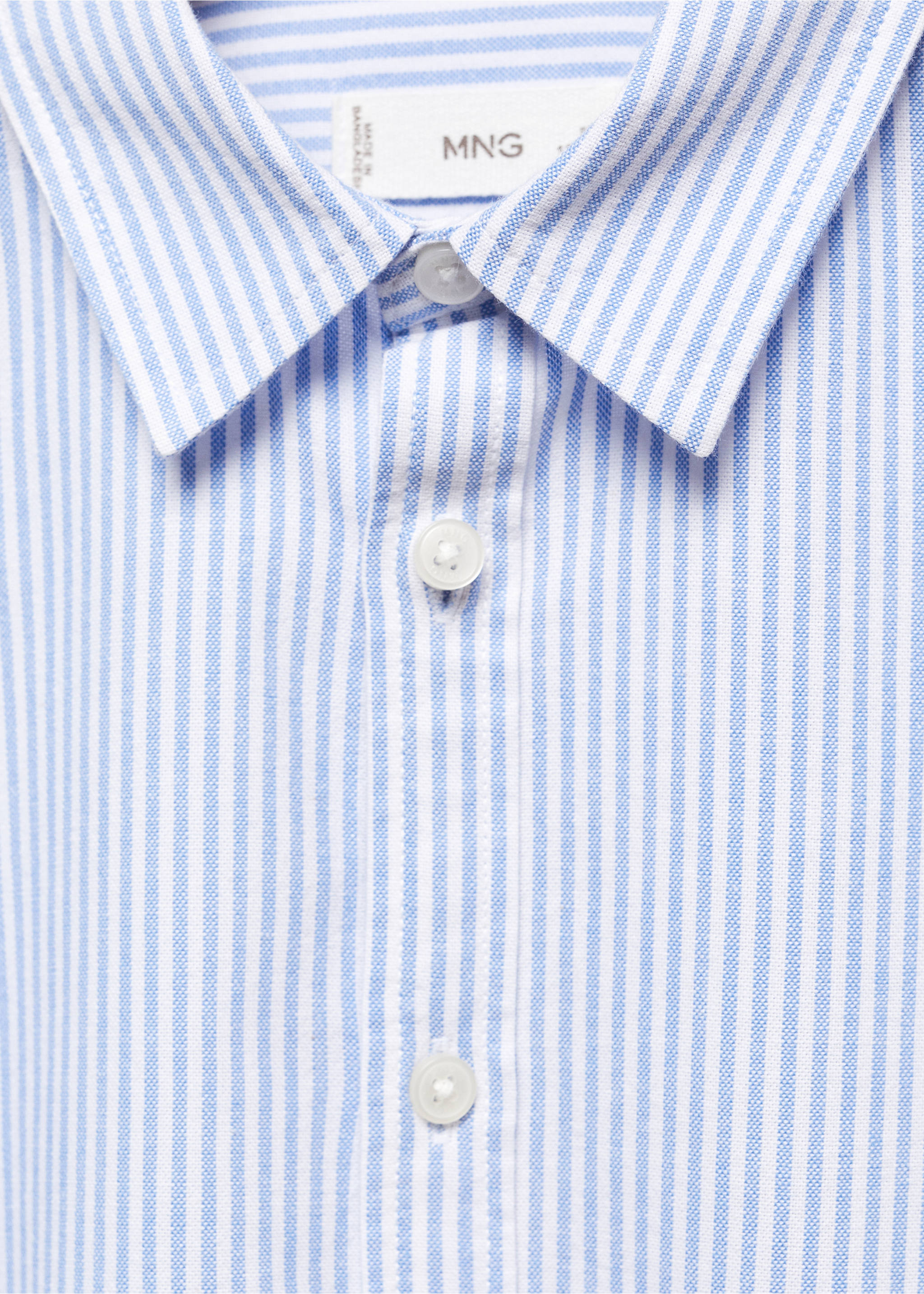 Striped Oxford shirt - Details of the article 8, Blue. Ref: 67040657-00.