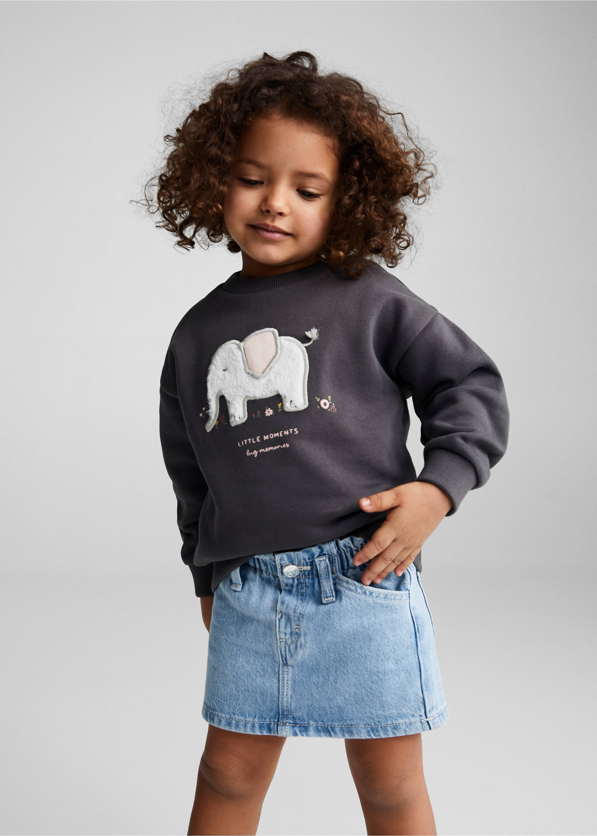 Printed cotton sweatshirt - Medium plane, Charcoal. Ref: 67040661-00.