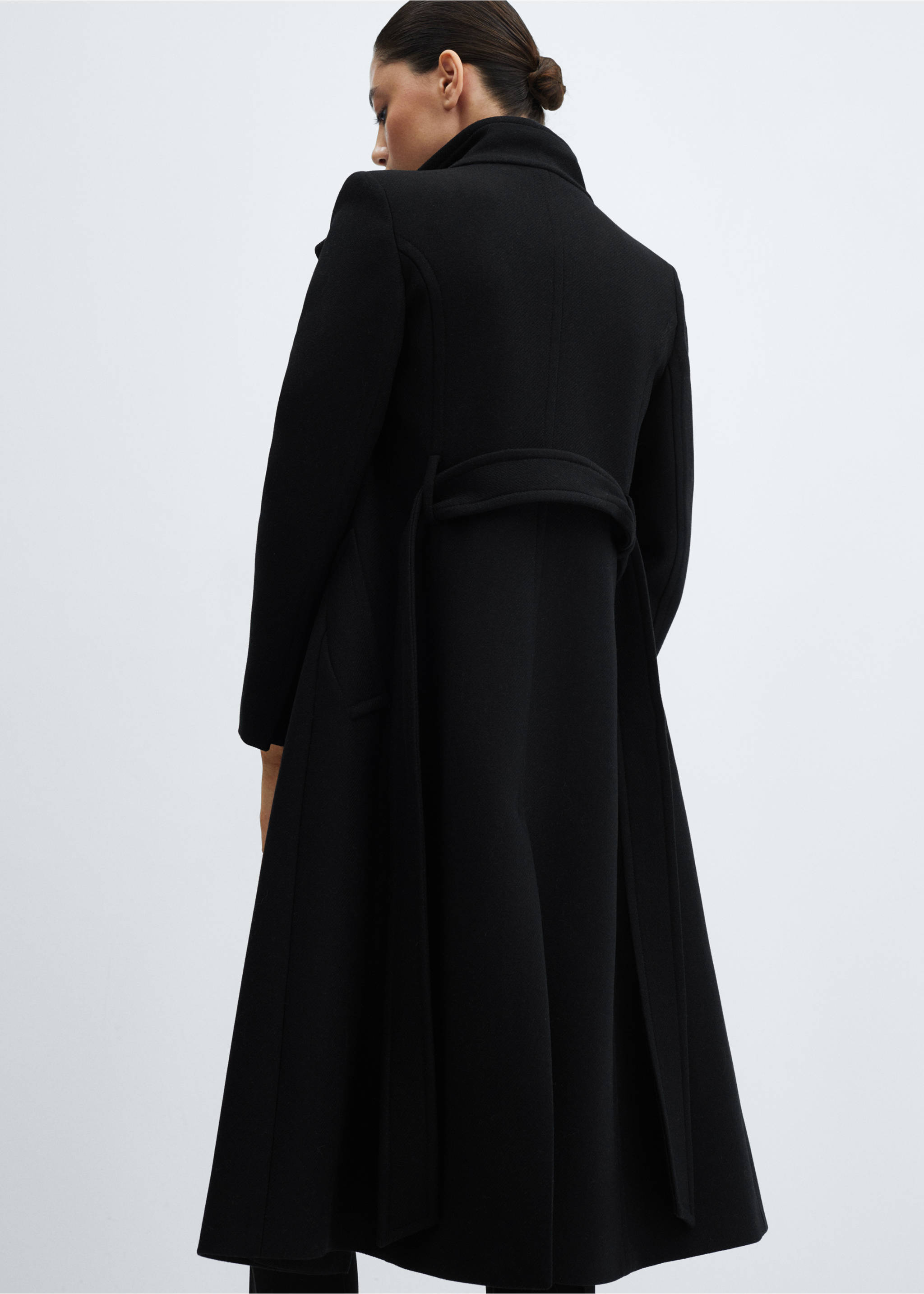 Manteco wool coat with belt - Reverse of the article, Black. Ref: 67040670-00.