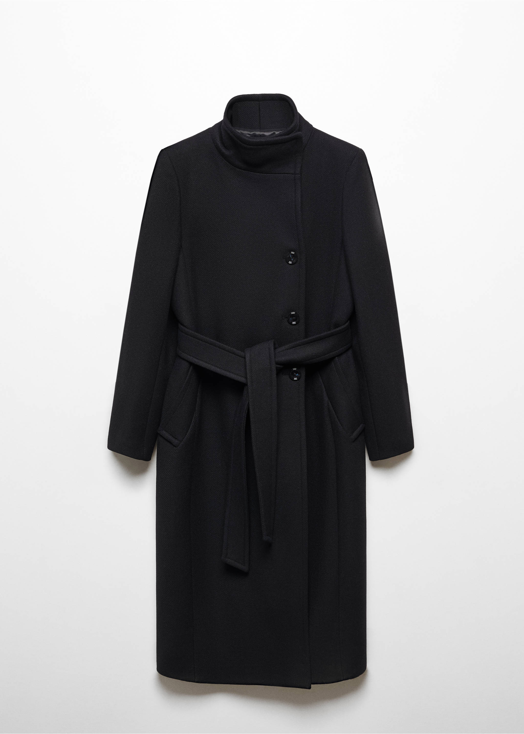 Manteco wool coat with belt - Article without model, Black. Ref: 67040670-00.