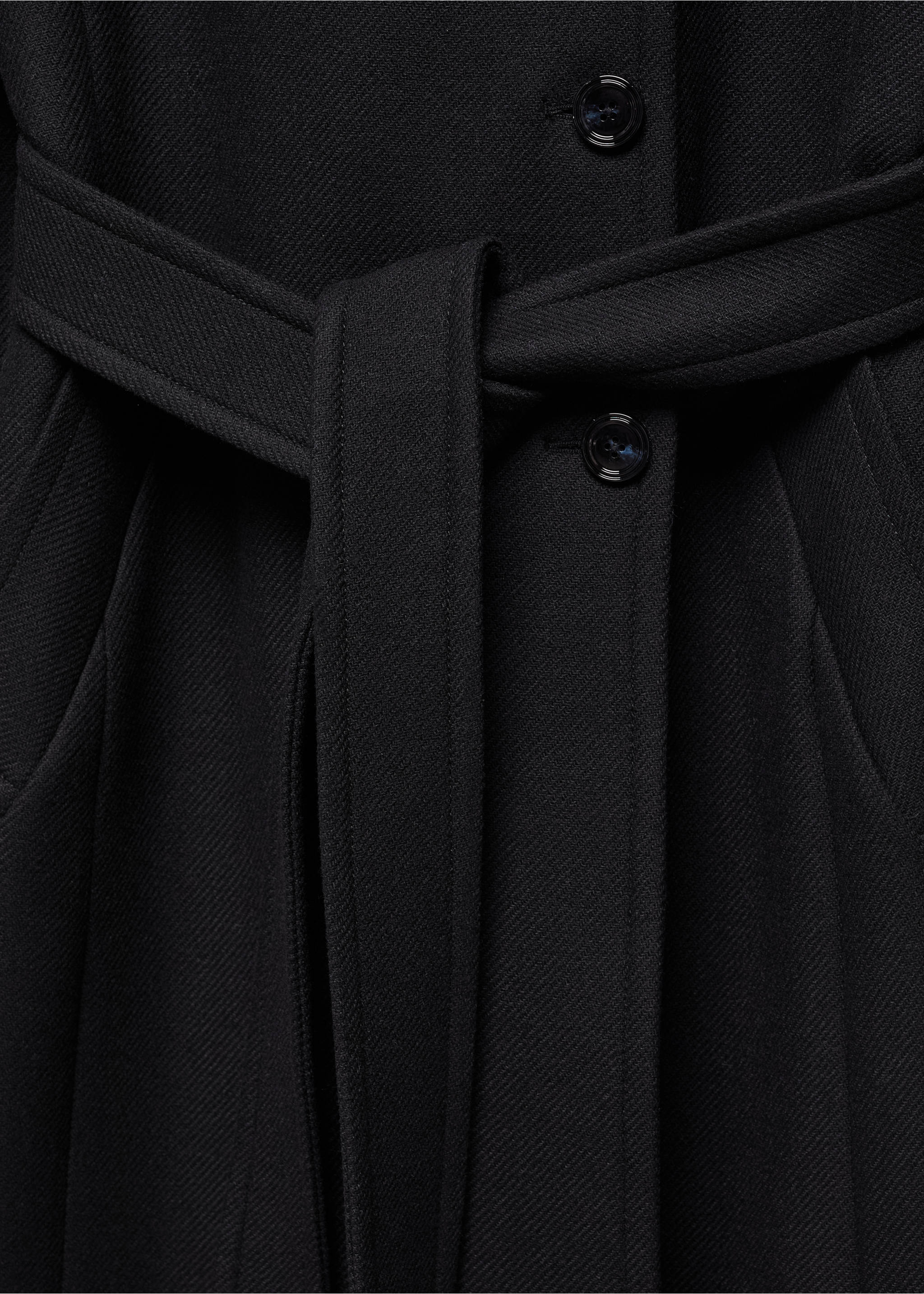 Manteco wool coat with belt - Details of the article 8, Black. Ref: 67040670-00.