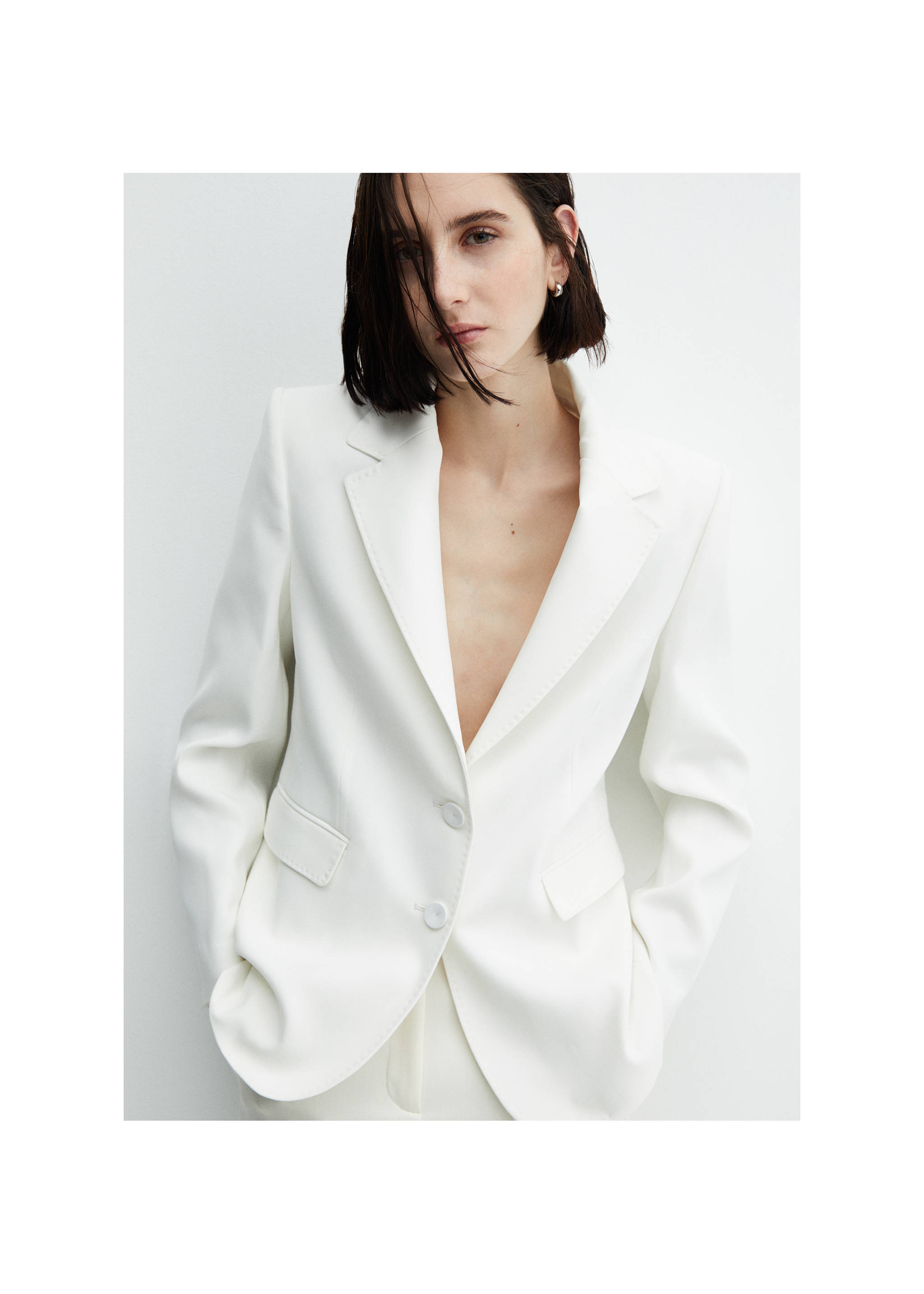 Straight-fit suit jacket - Medium plane, White. Ref: 67041009-00.