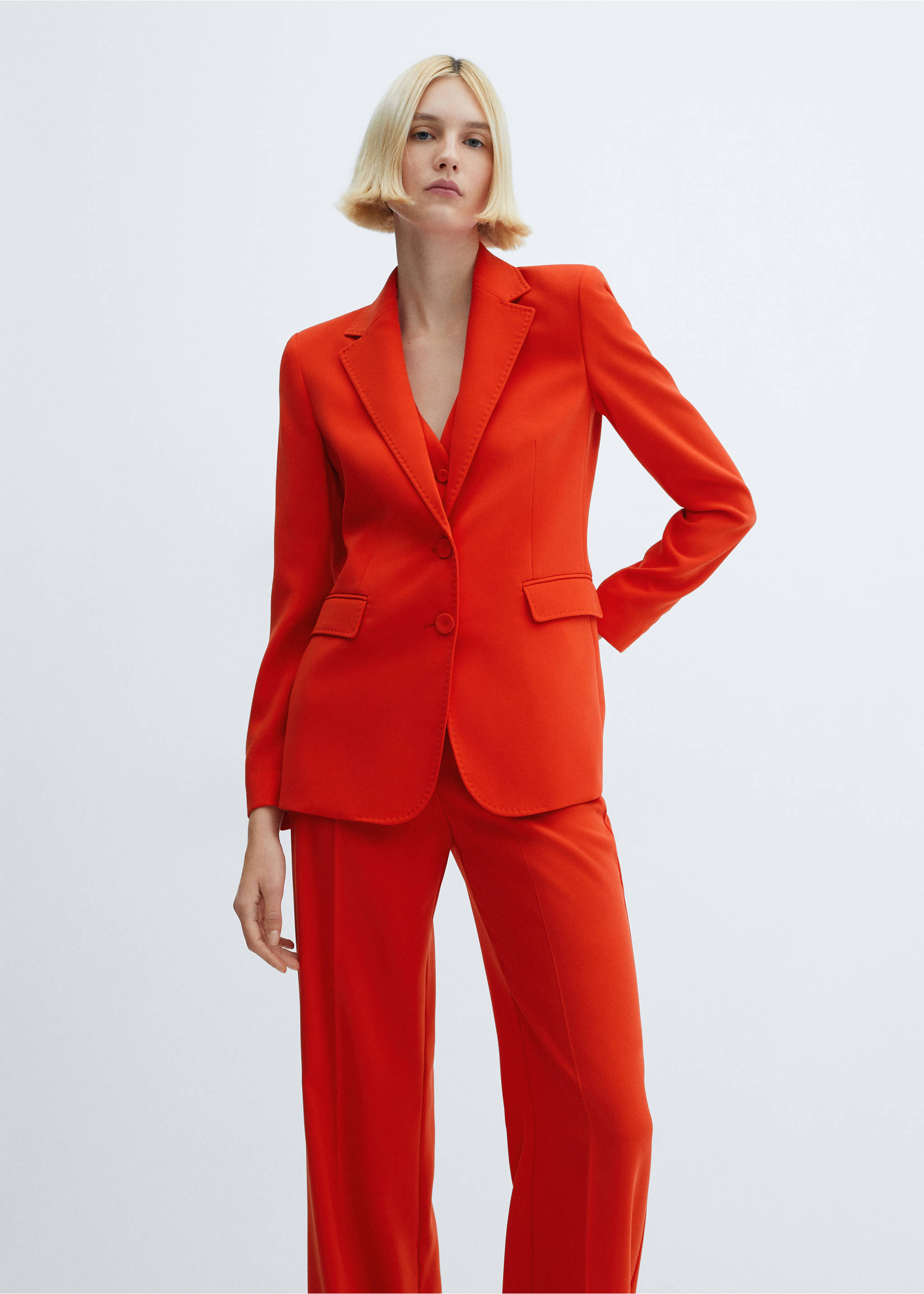 Straight-fit suit jacket - Medium plane, Coral Red. Ref: 67041009-00.