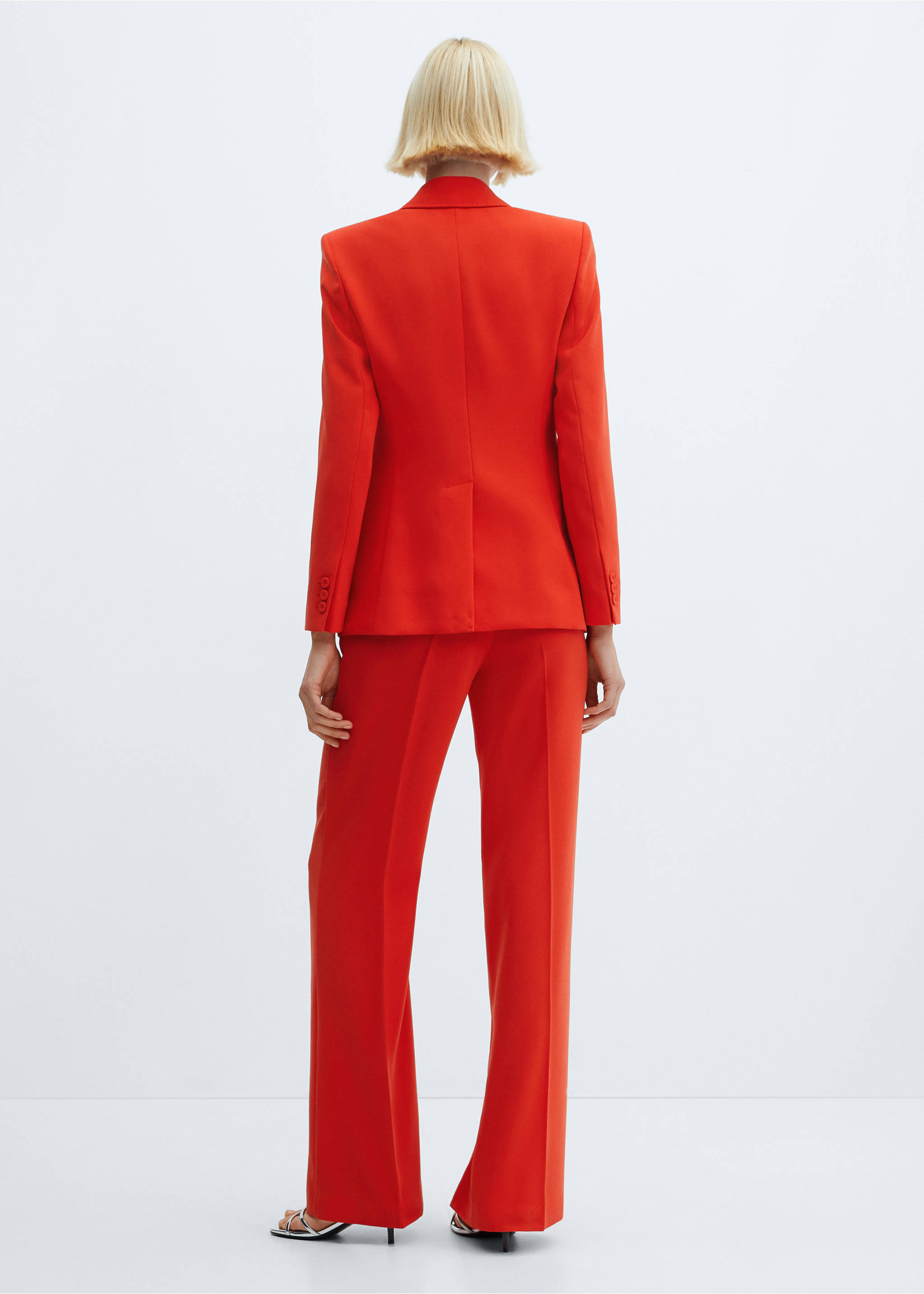 Straight-fit suit jacket - Reverse of the article, Coral Red. Ref: 67041009-00.