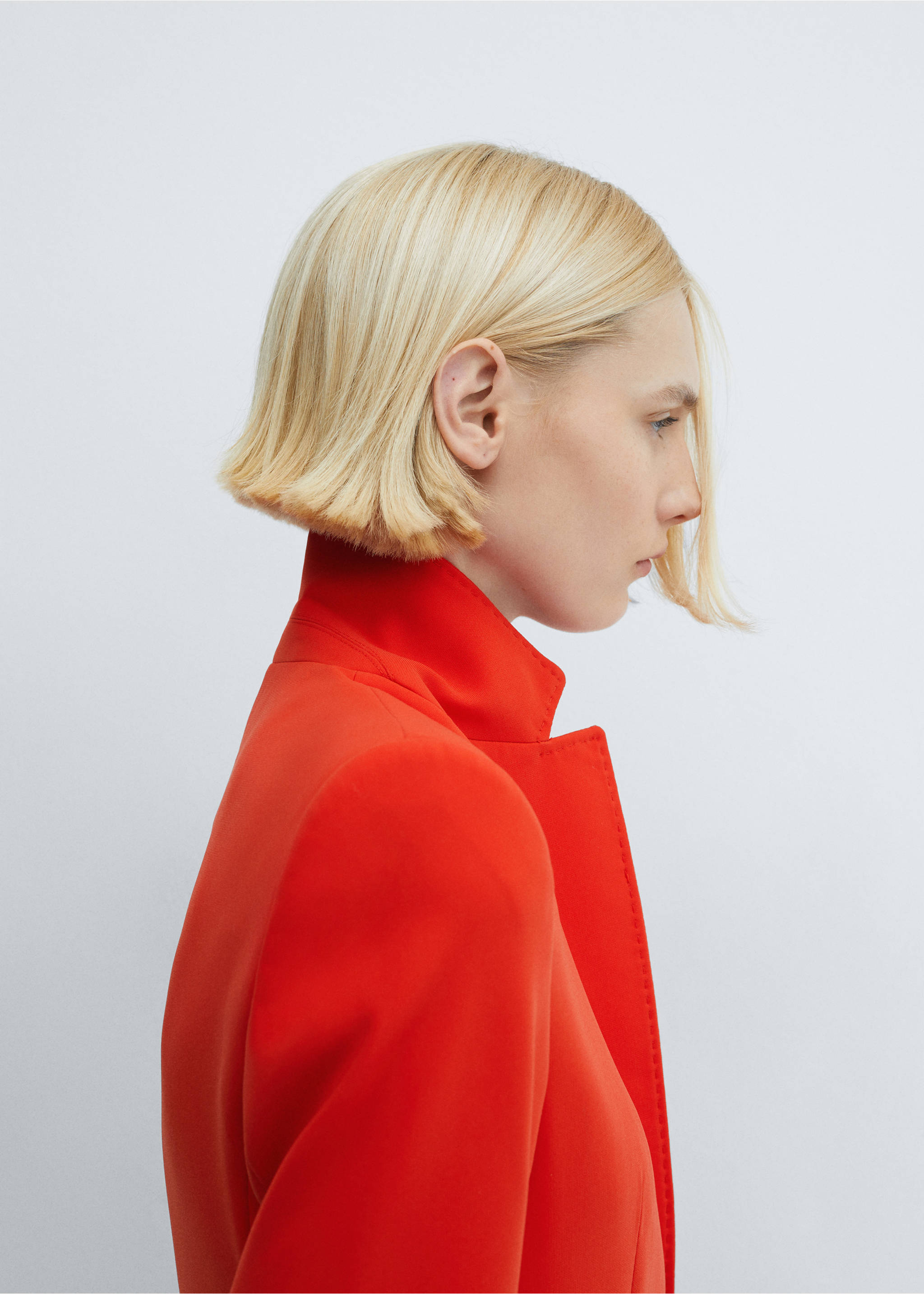 Straight-fit suit jacket - Details of the article 1, Coral Red. Ref: 67041009-00.