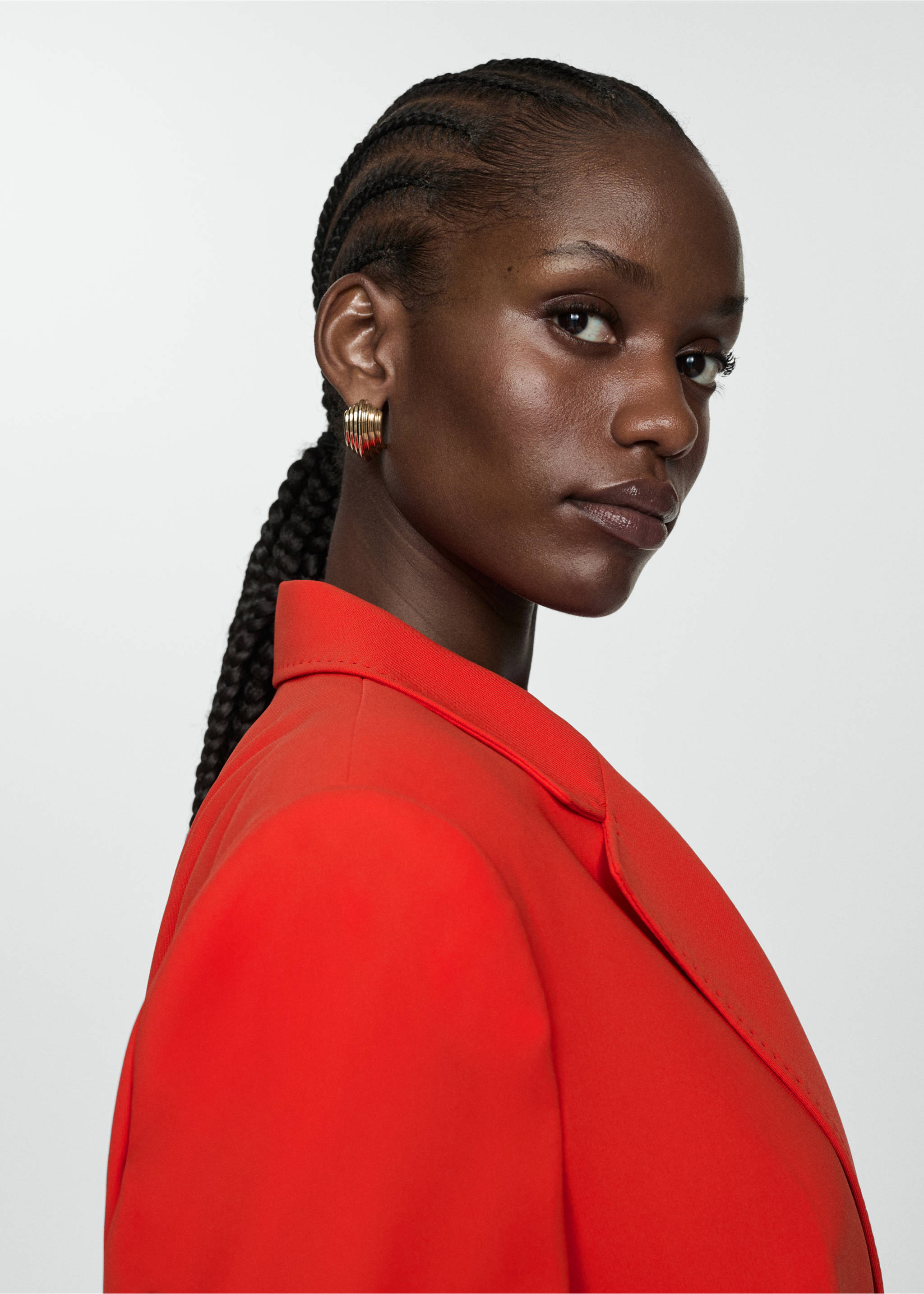 Straight-fit suit jacket - Details of the article 4, Coral Red. Ref: 67041009-00.