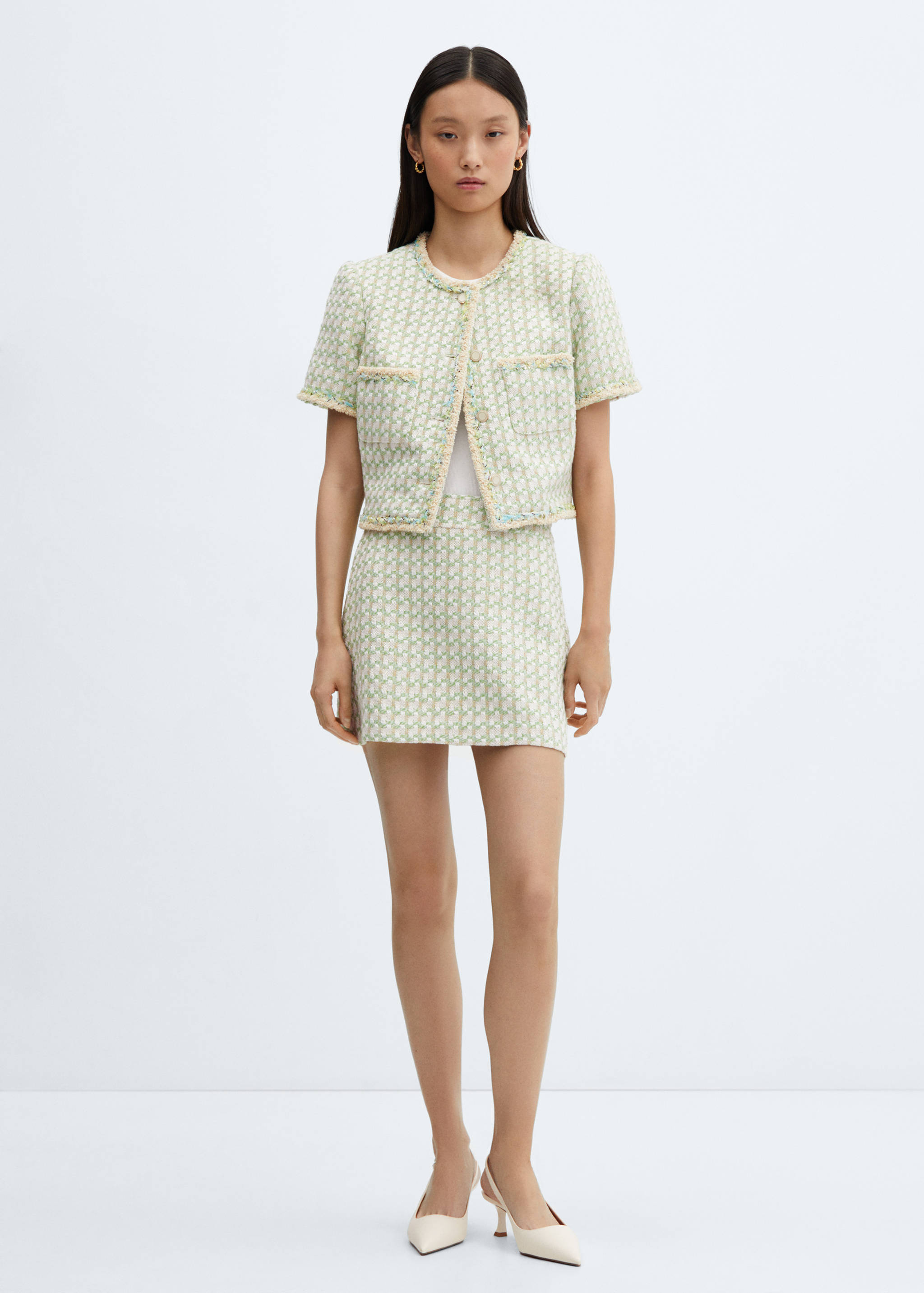 Check tweed miniskirt - General plane