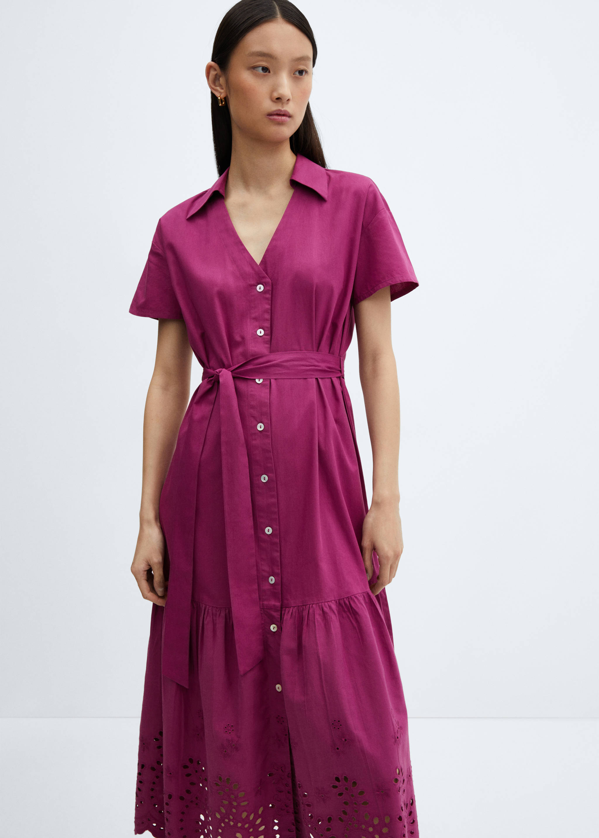 Shirt dress with lace design - Medium plane