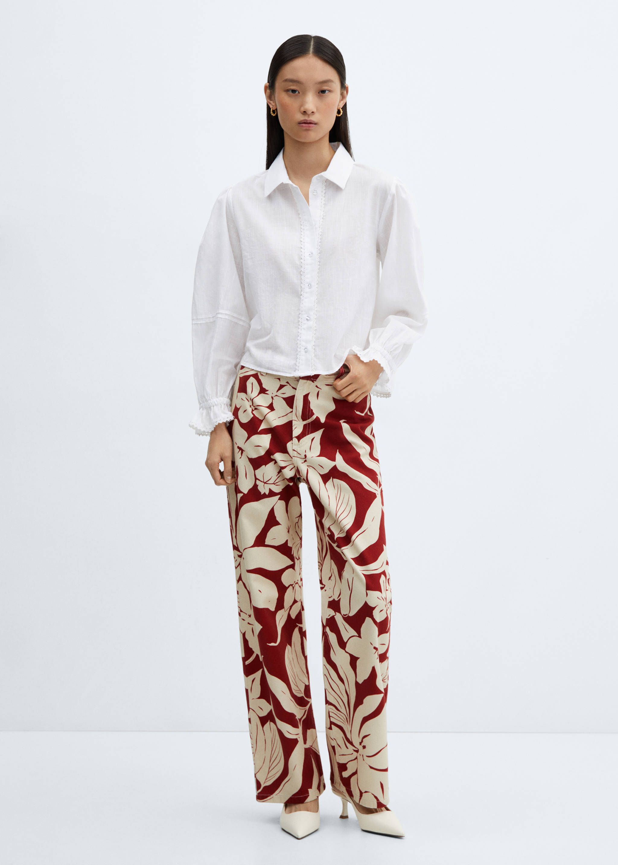 Puff-sleeve cotton shirt - General plane