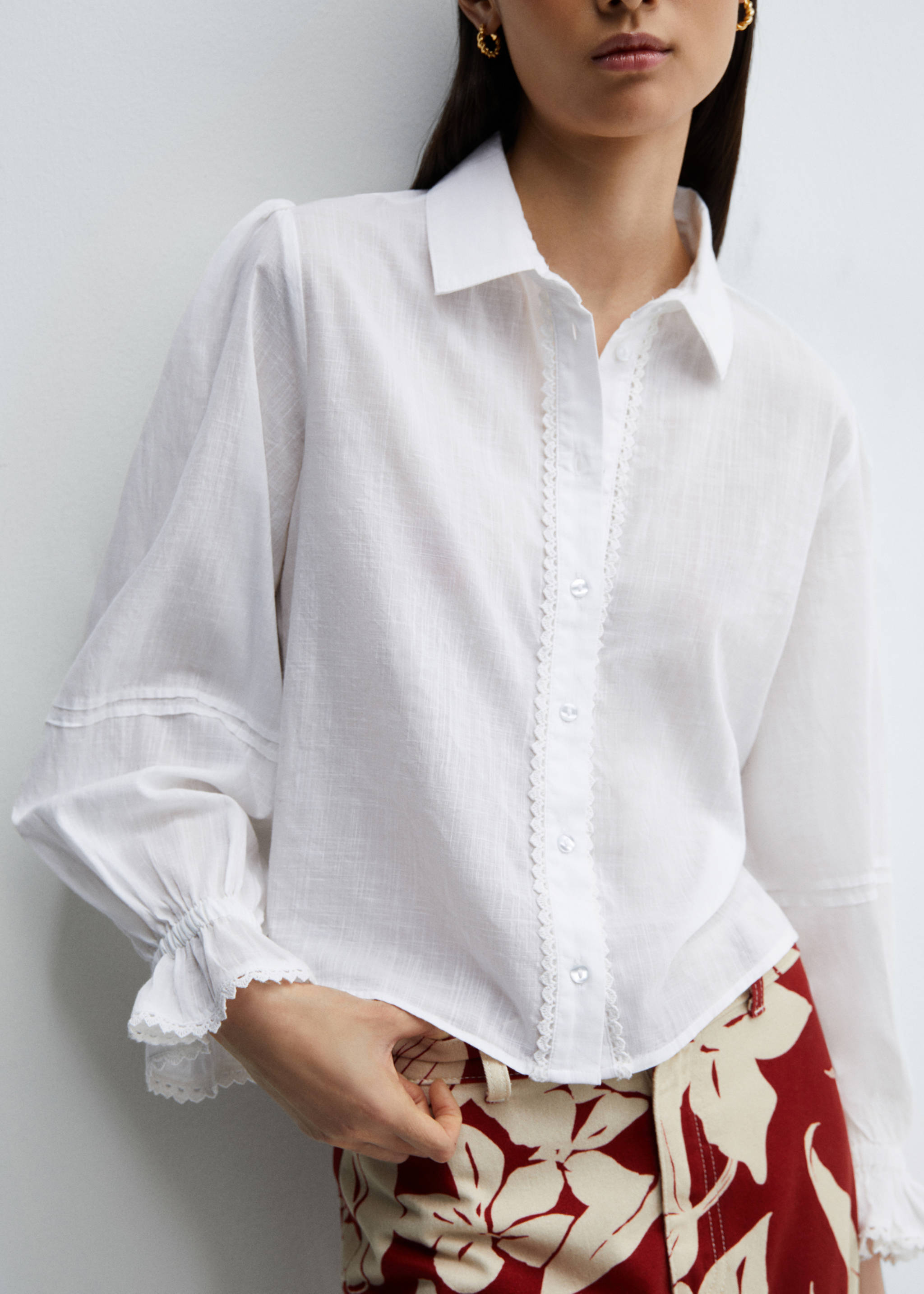 Puff-sleeve cotton shirt - Medium plane